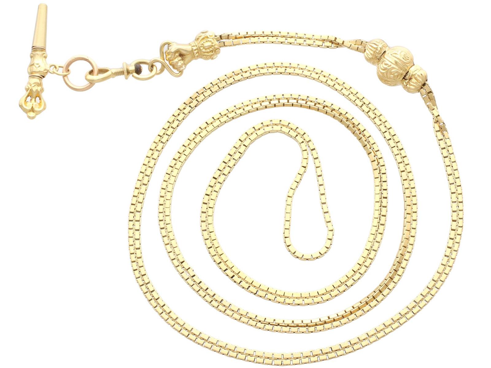 18ct Yellow Gold Sautoir Chain - Antique c.1870 (1 of 13)