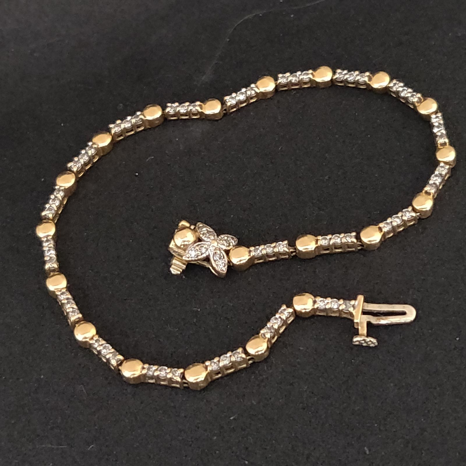 14k Gold Delicate Round Brilliant Cut Diamond Tennis Bracelet (1 of 11)