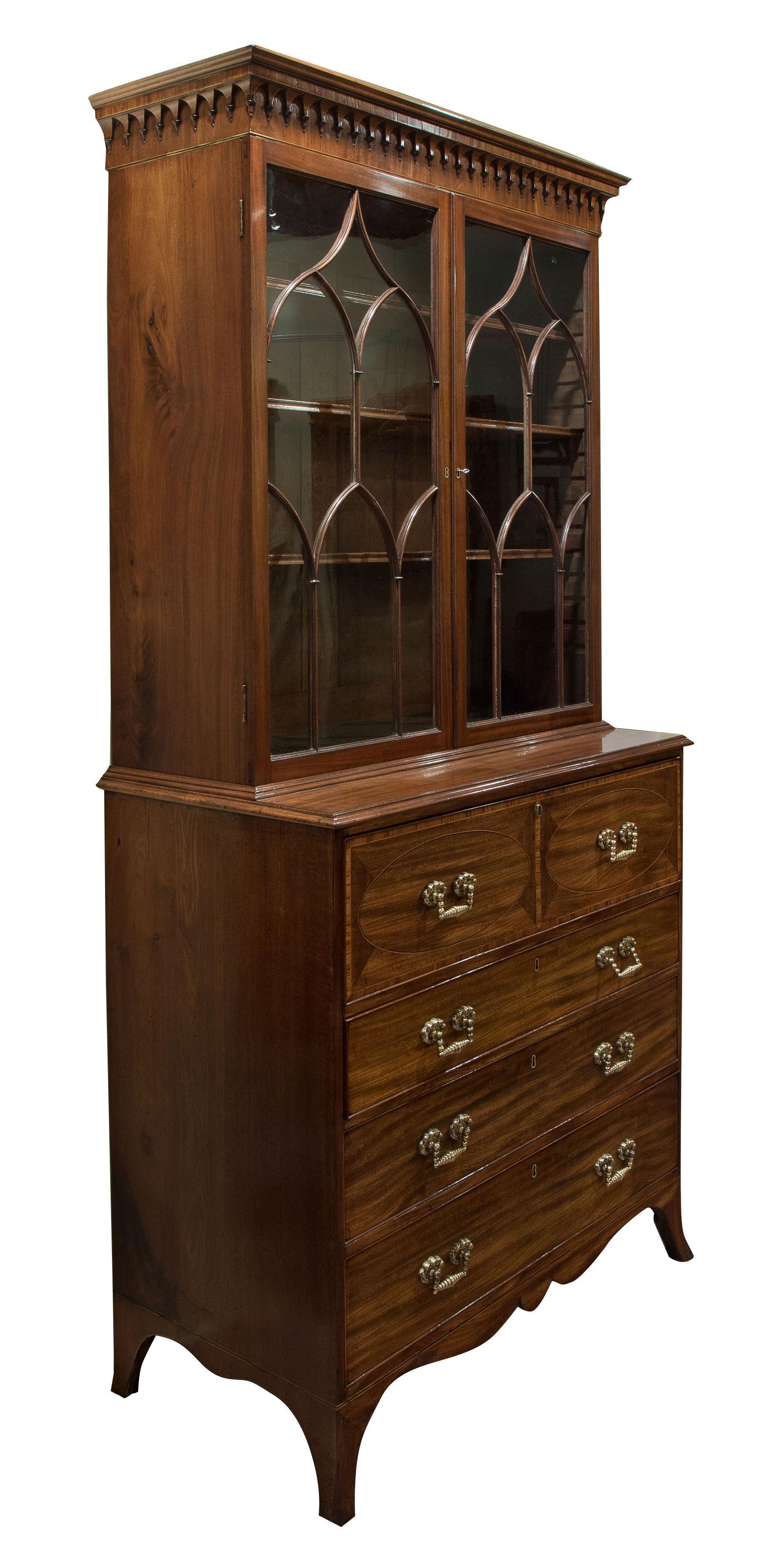 George III mahogany secretaire bookcase (1 of 1)