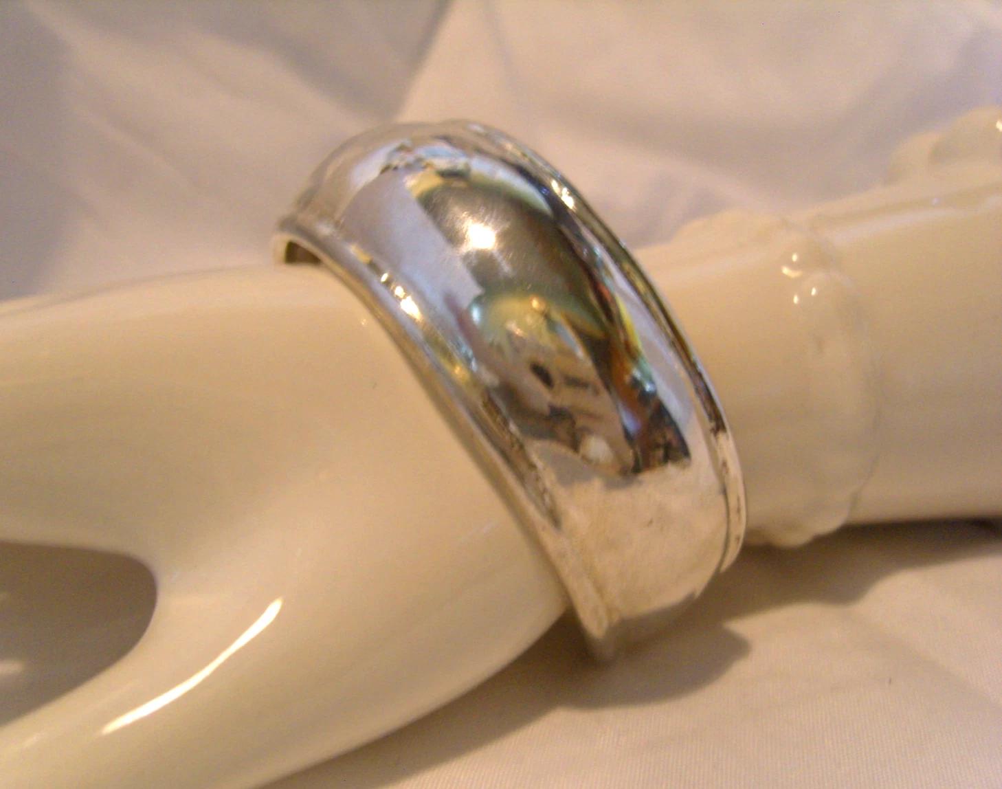 Silver Bangle 925 Vintage Large Wide Convex Bracelet Heavy 31.1 Grams (1 of 7)