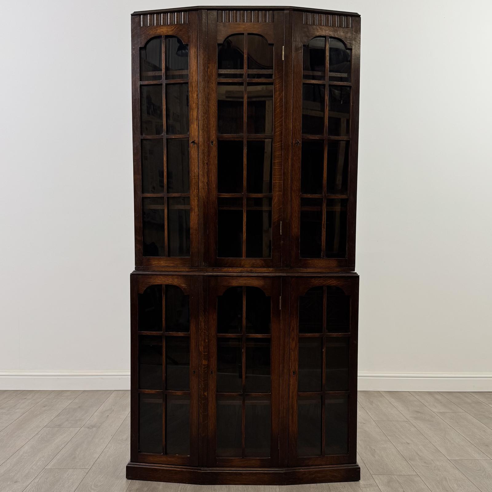 Antique 20th Century Good Quality Glazed Oak Display Cabinet (1 of 9)