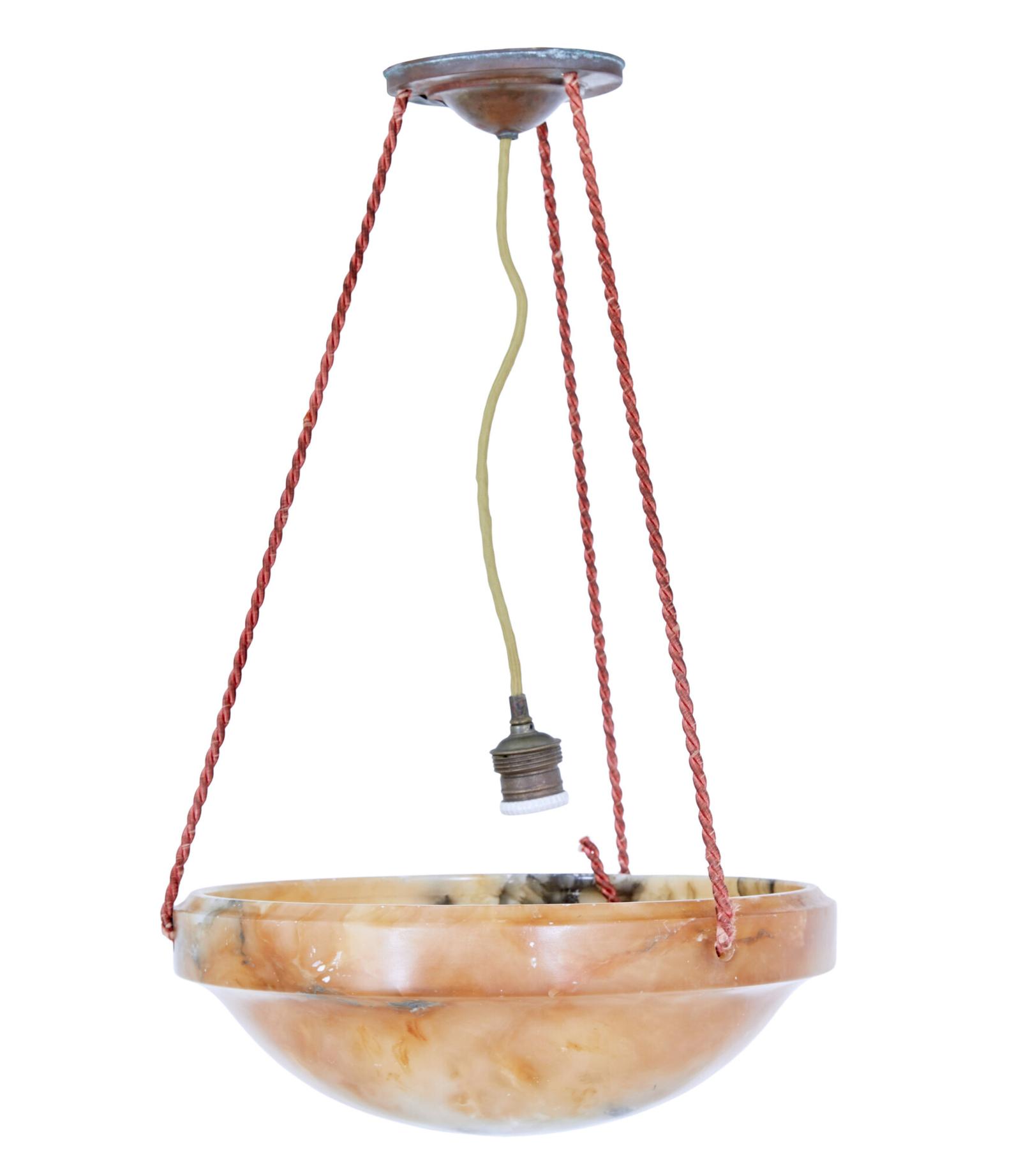 Art Deco Alabaster Hanging Dish Light (1 of 5)