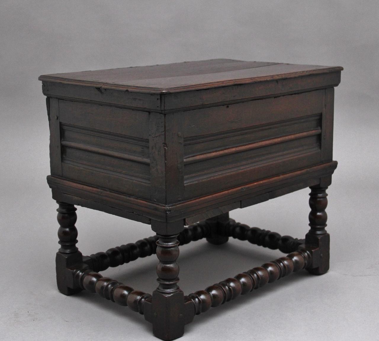 Early 18th Century Oak Box Stool (1 of 7)