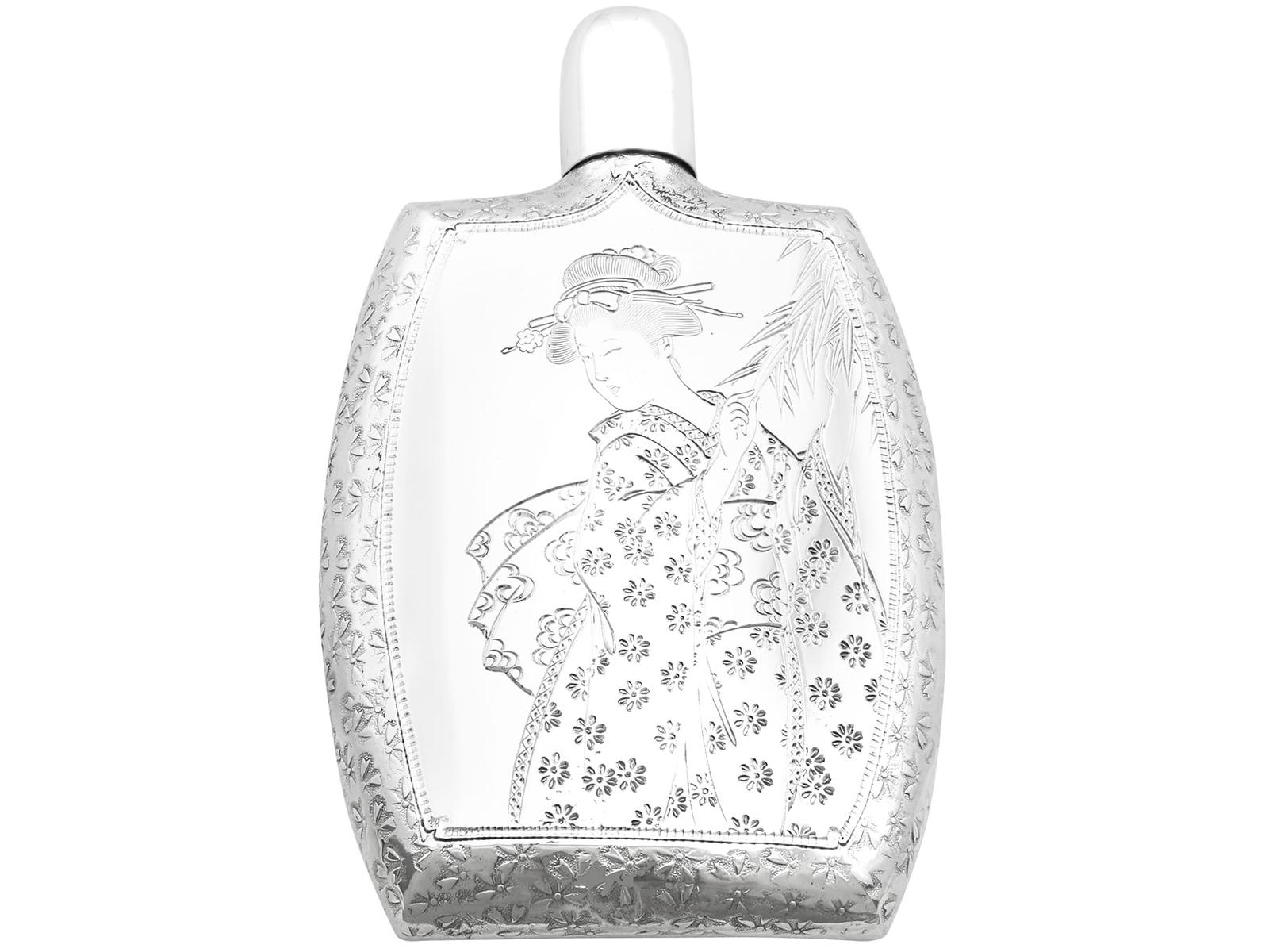 Antique Japanese Silver Hip Flask c.1900 (1 of 13)