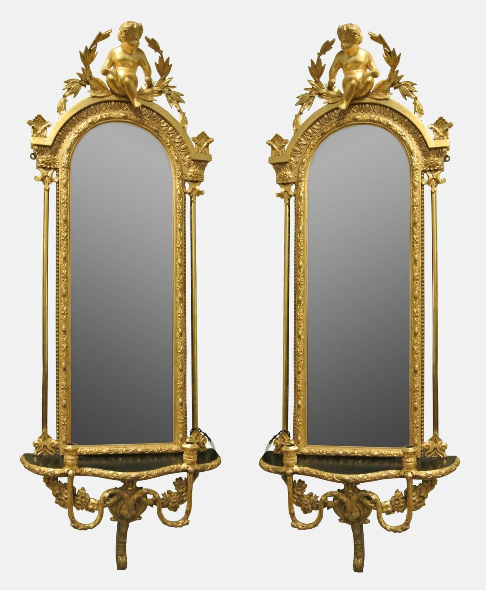 Pair of Giltwood and Gesso Girandole Mirrors c.1870 (1 of 1) Pair of Giltwood and Gesso Girandole Mirrors c.1870 (1 of 1)