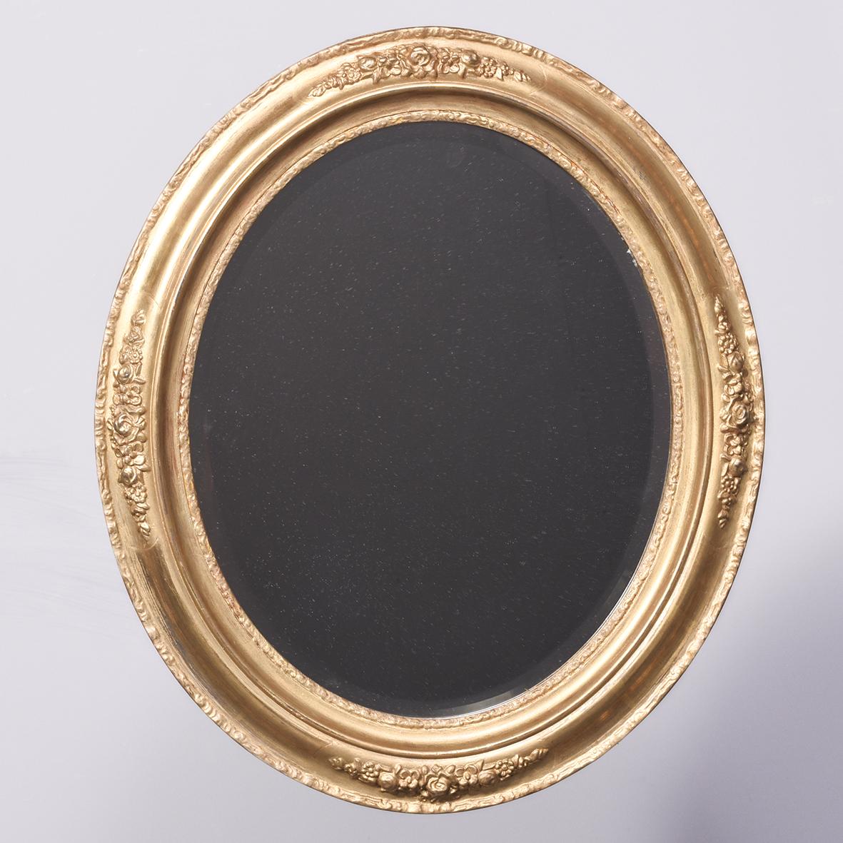 19th Century Giltwood Bevel-edged Oval Wall Mirror (1 of 4) 19th Century Giltwood Bevel-edged Oval Wall Mirror (1 of 4)