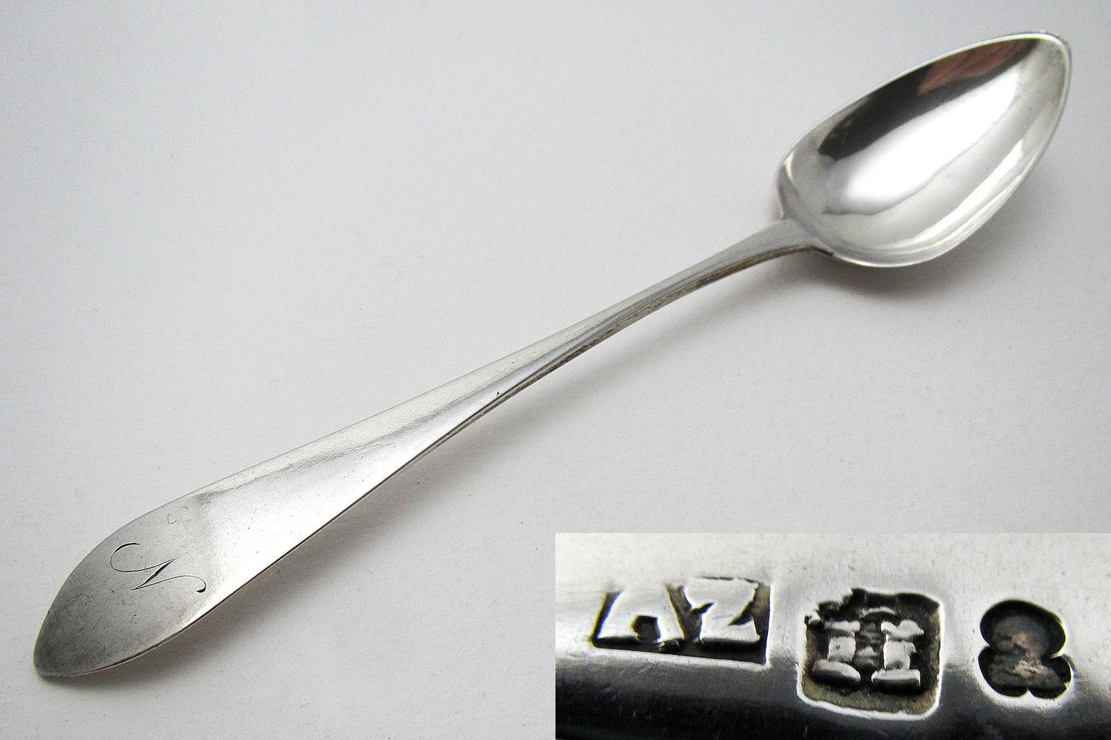 Scottish Georgian Antique Sterling Silver Celtic-point Tea Spoon - Alexander Zeigler Late 18th Century (1 of 6)