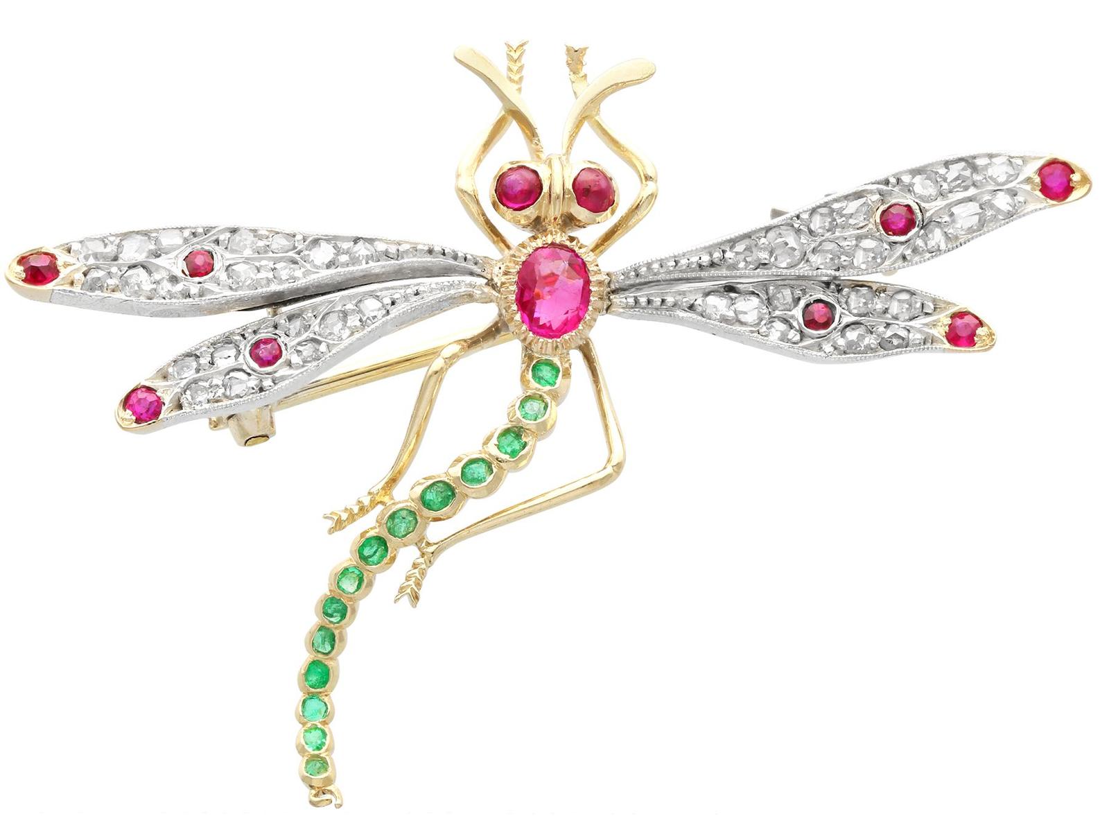 Antique Ruby, Emerald and Diamond, 18ct Gold Dragonfly Brooch Circa 1890 (1 of 9) Antique Ruby, Emerald and Diamond, 18ct Gold Dragonfly Brooch Circa 1890 (1 of 9)