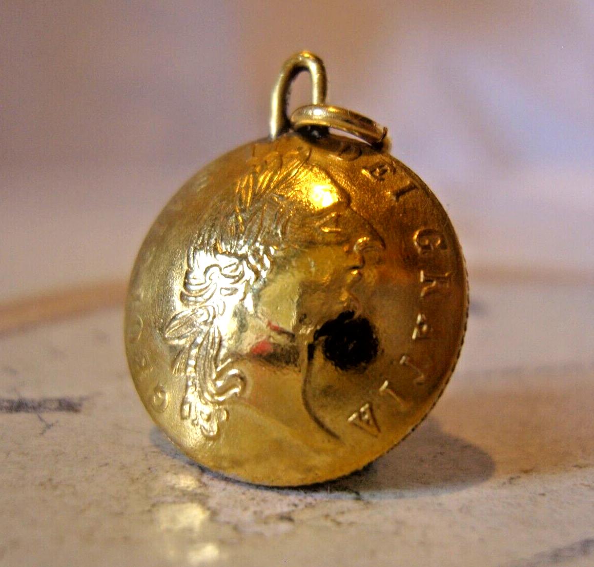 Victorian Faux Guinea Domed Coin Fob For A Pocket Watch Chain 1890s Brass Fob (1 of 7)