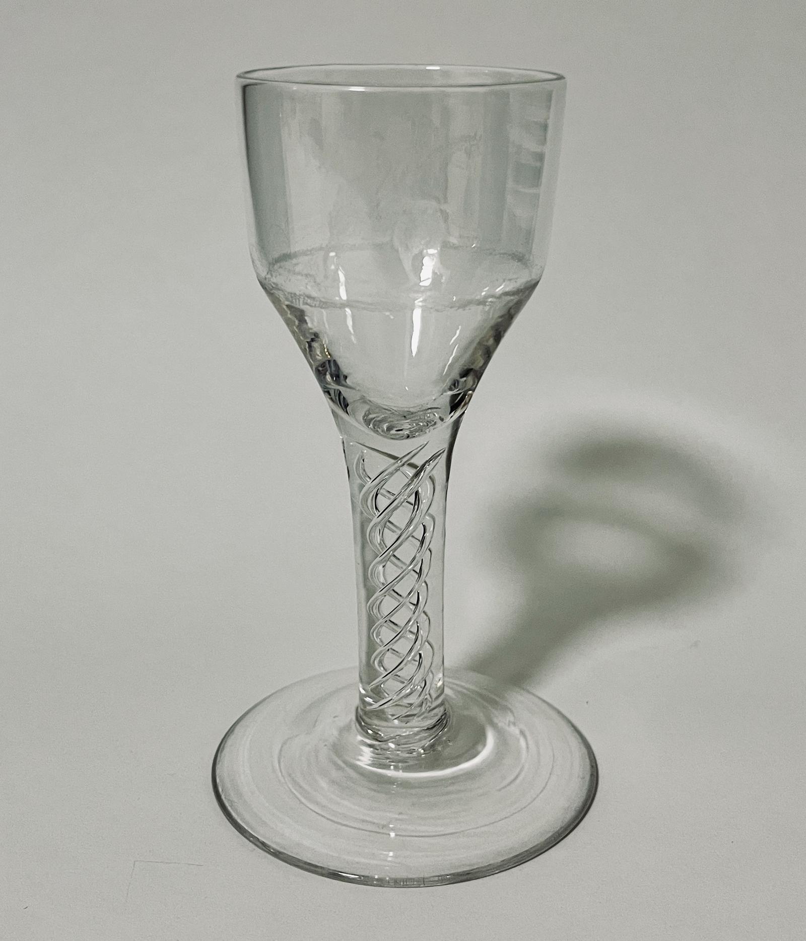 Georgian Air Twist Glass with Etched Hunting Scene (1 of 9)