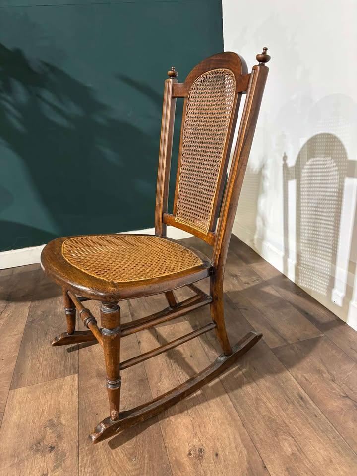 Edwardian Mahogany Rocking Chair with Berge Style Seat & Back Panel (1 of 13)