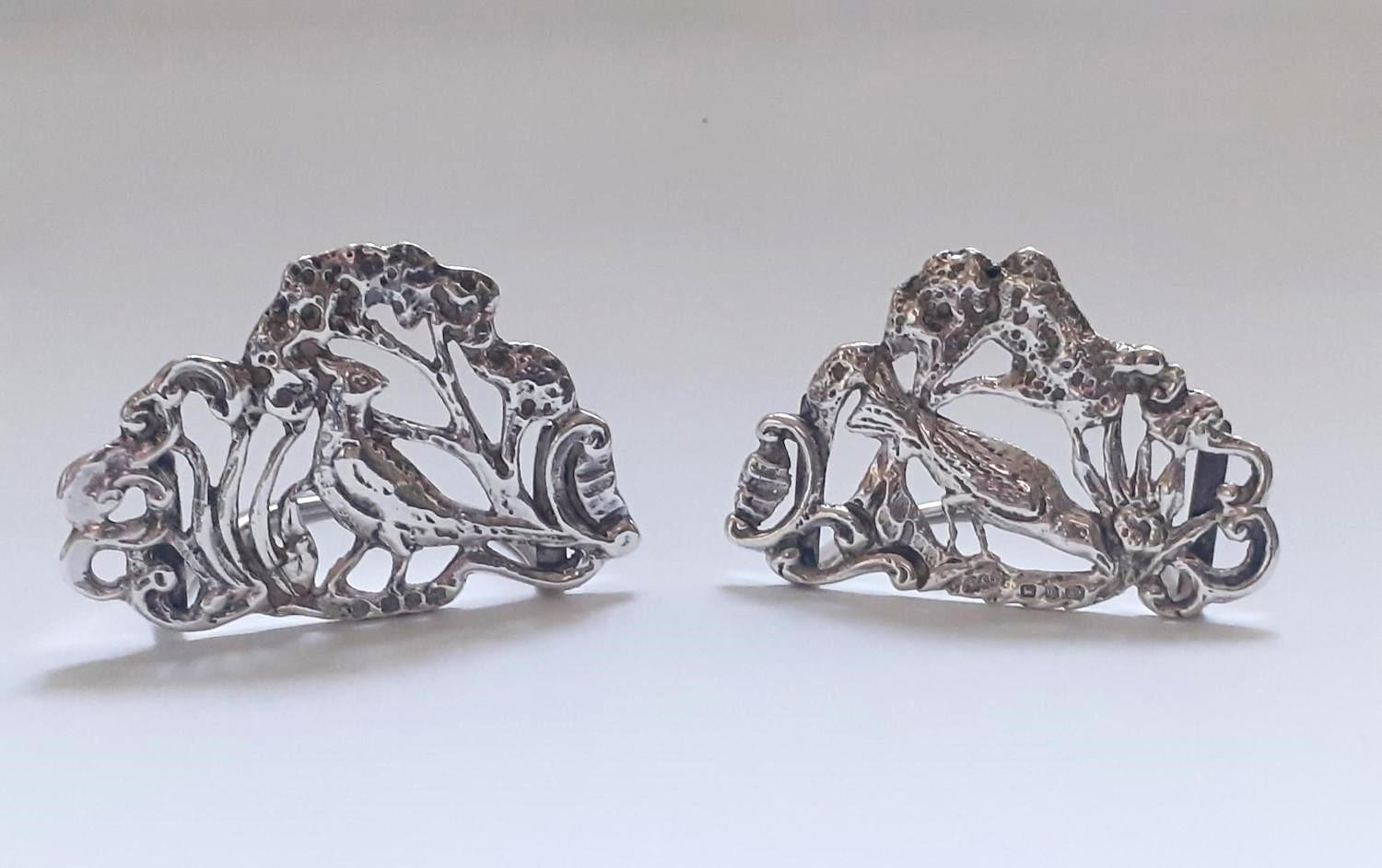 Rare Pair of Victorian Silver Bird Themed Menu / Card Holders (1 of 11)