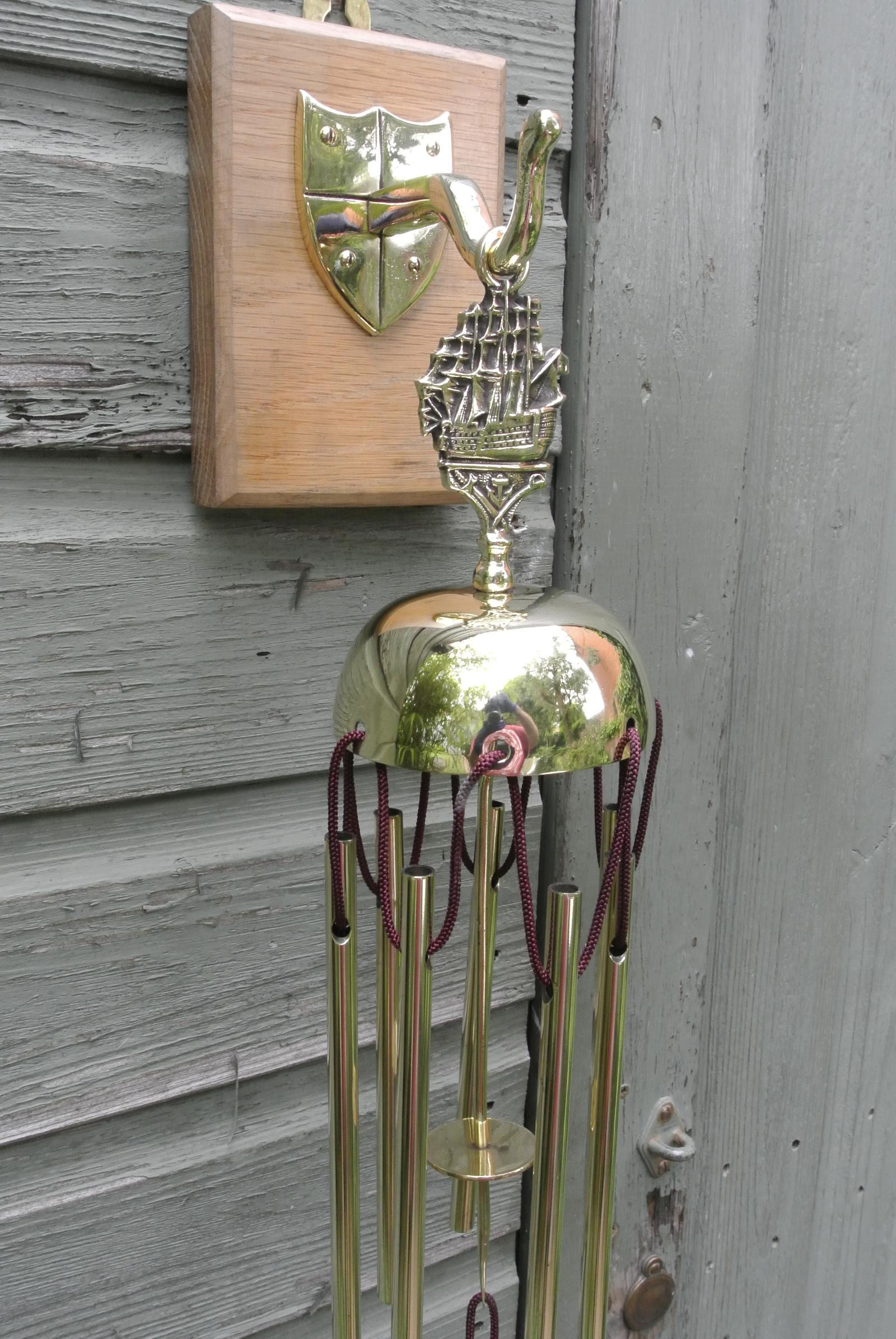 Edwardian Victory Brass Dinner Chime or Conservatory Hanging Wind Chime Circa 1905 (1 of 5)