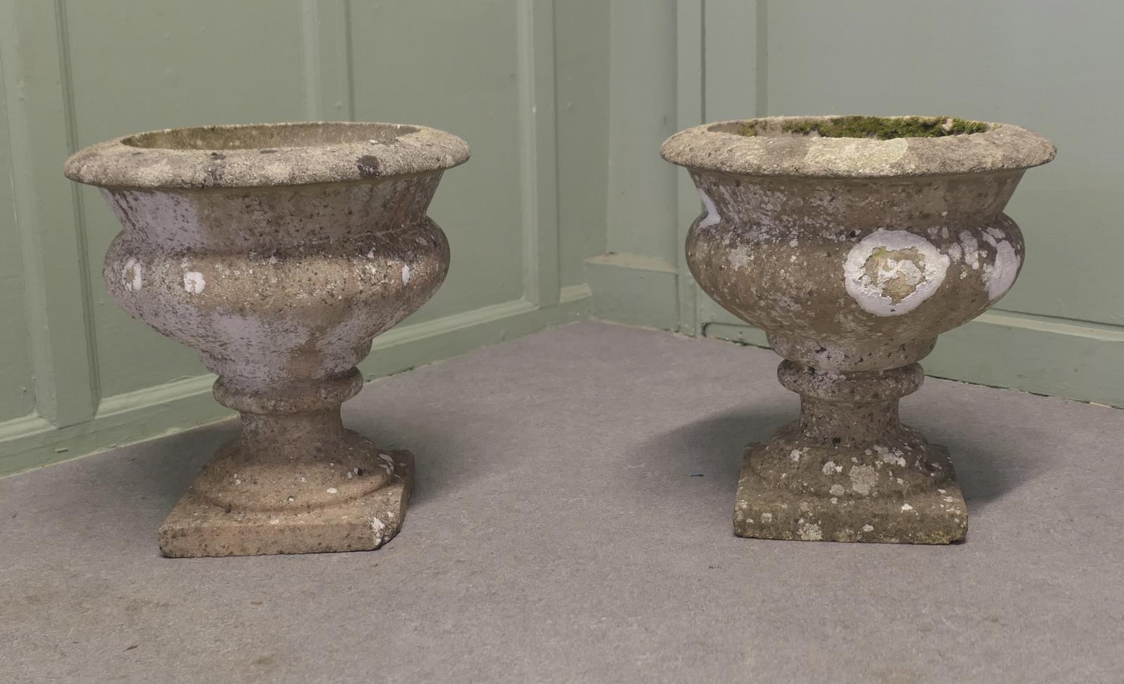 Pair of Mid 20th Century Weathered Cast Stone Garden Planters (1 of 6) Pair of Mid 20th Century Weathered Cast Stone Garden Planters (1 of 6)