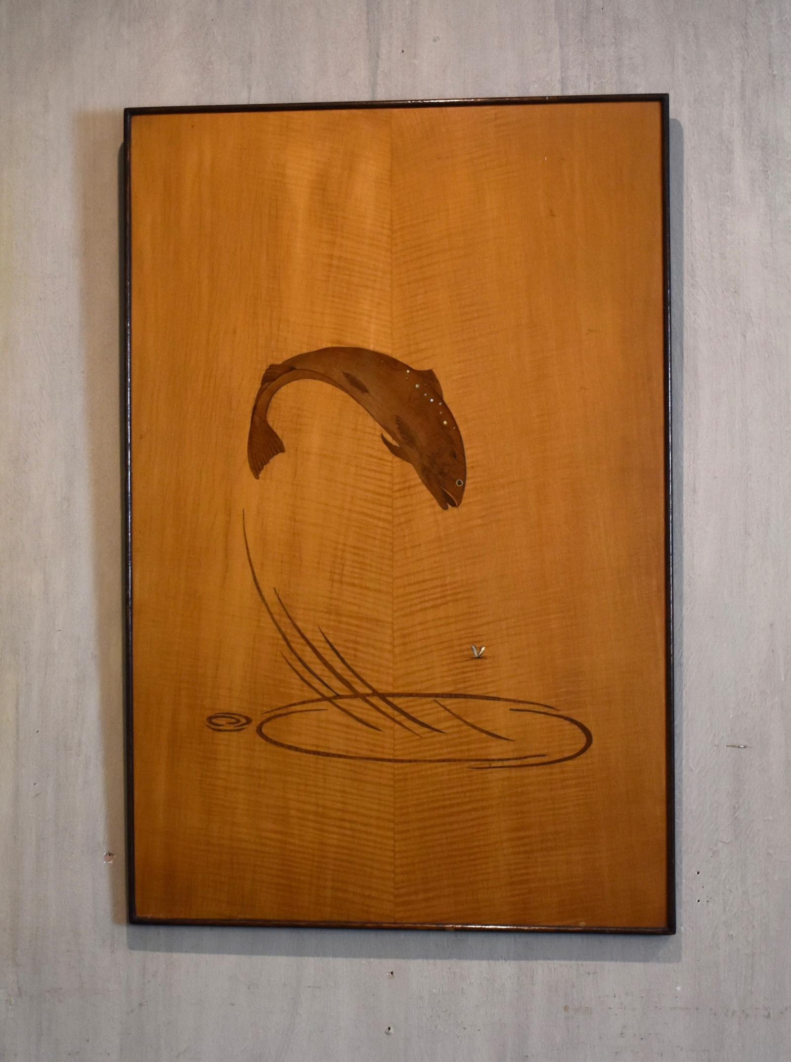 Marquetry Panel Depicting a Leaping Salmon (1 of 7)