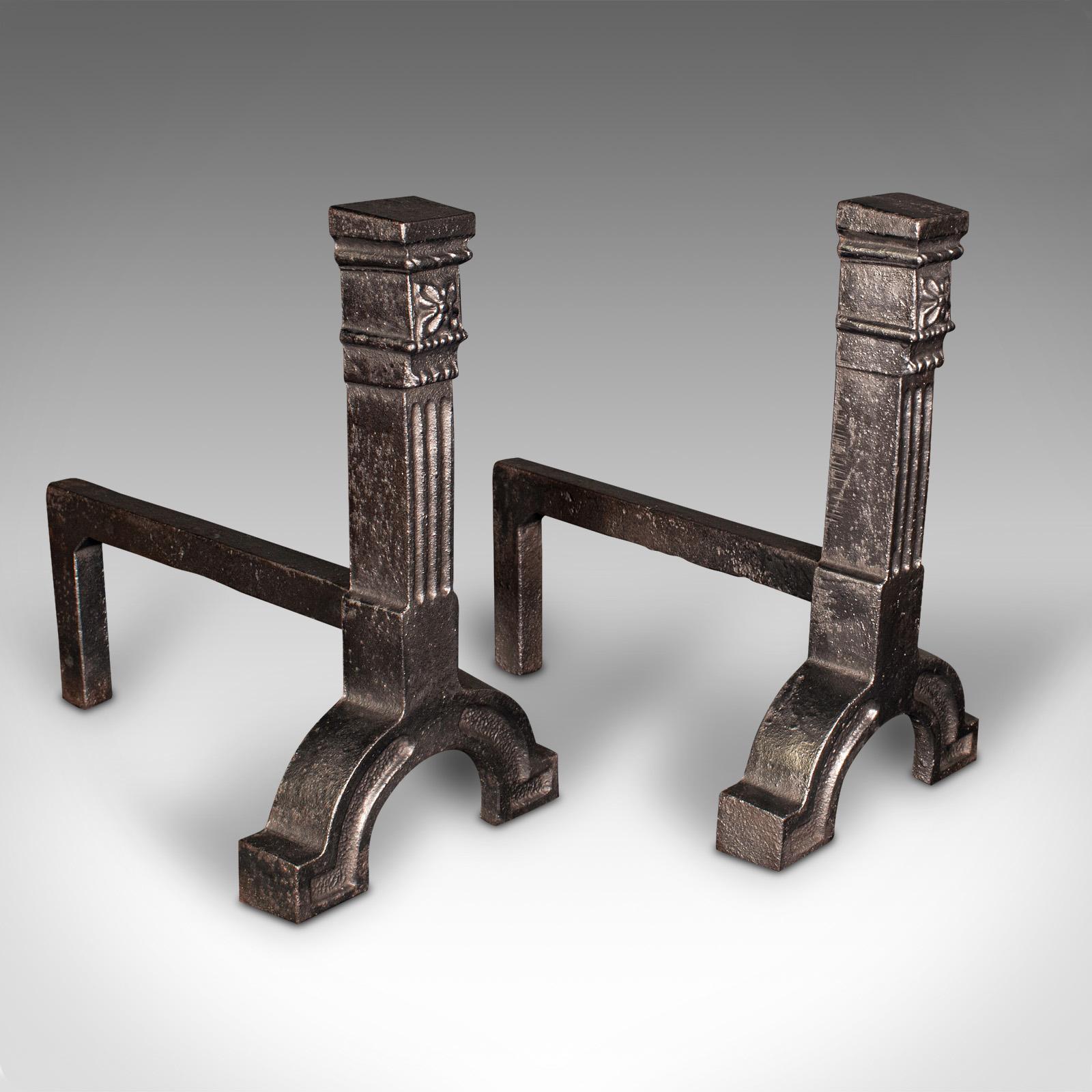 Large Pair of Antique Andirons, English, Cast Iron, Fire Dog, Heavy, Victorian (1 of 10)