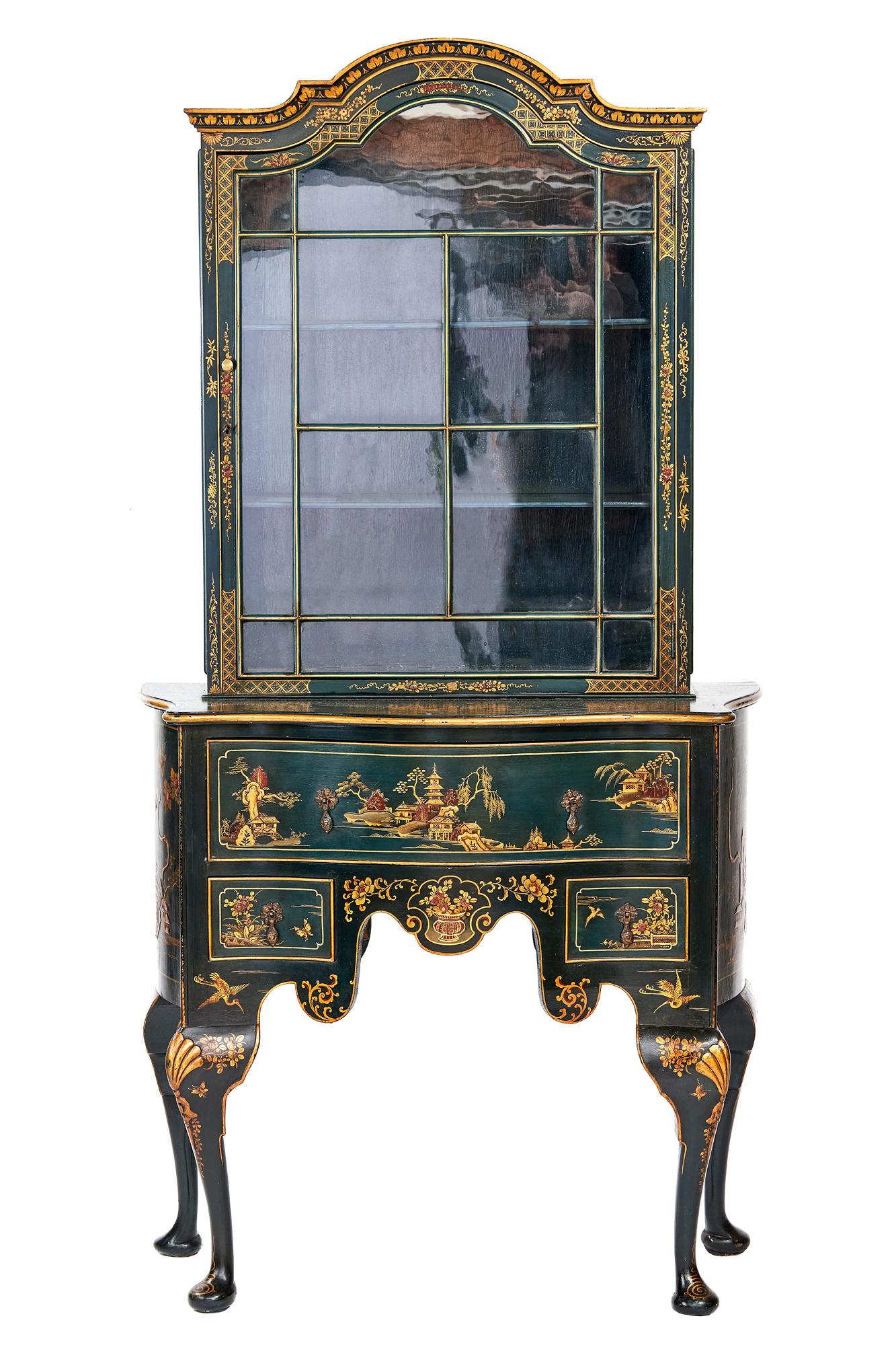 Fine Chinoiserie Decorated Display Cabinet on Serpentine Base (1 of 8) Fine Chinoiserie Decorated Display Cabinet on Serpentine Base (1 of 8)