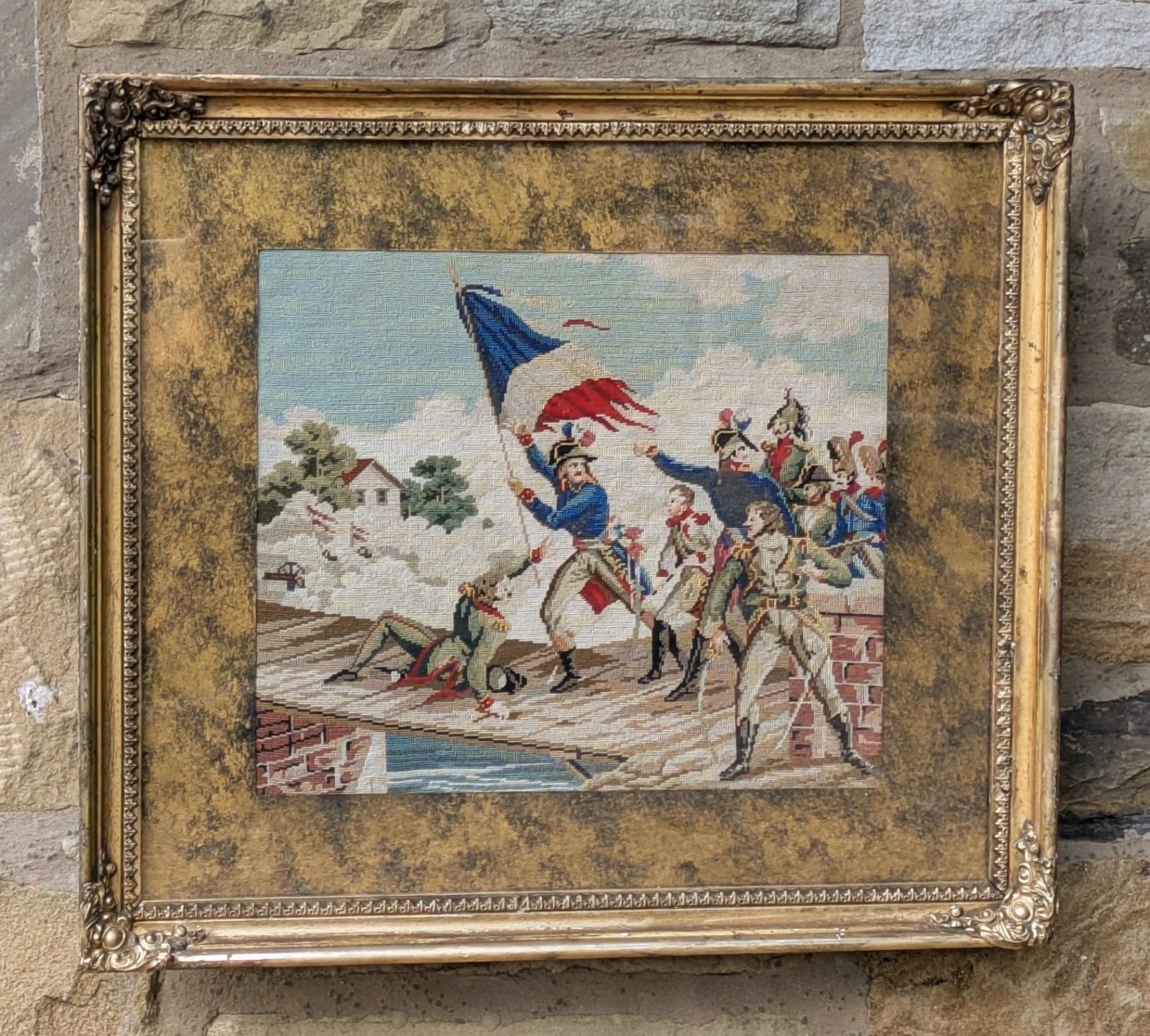 Embroidery French Battle Scene 19th Century (1 of 7) Embroidery French Battle Scene 19th Century (1 of 7)