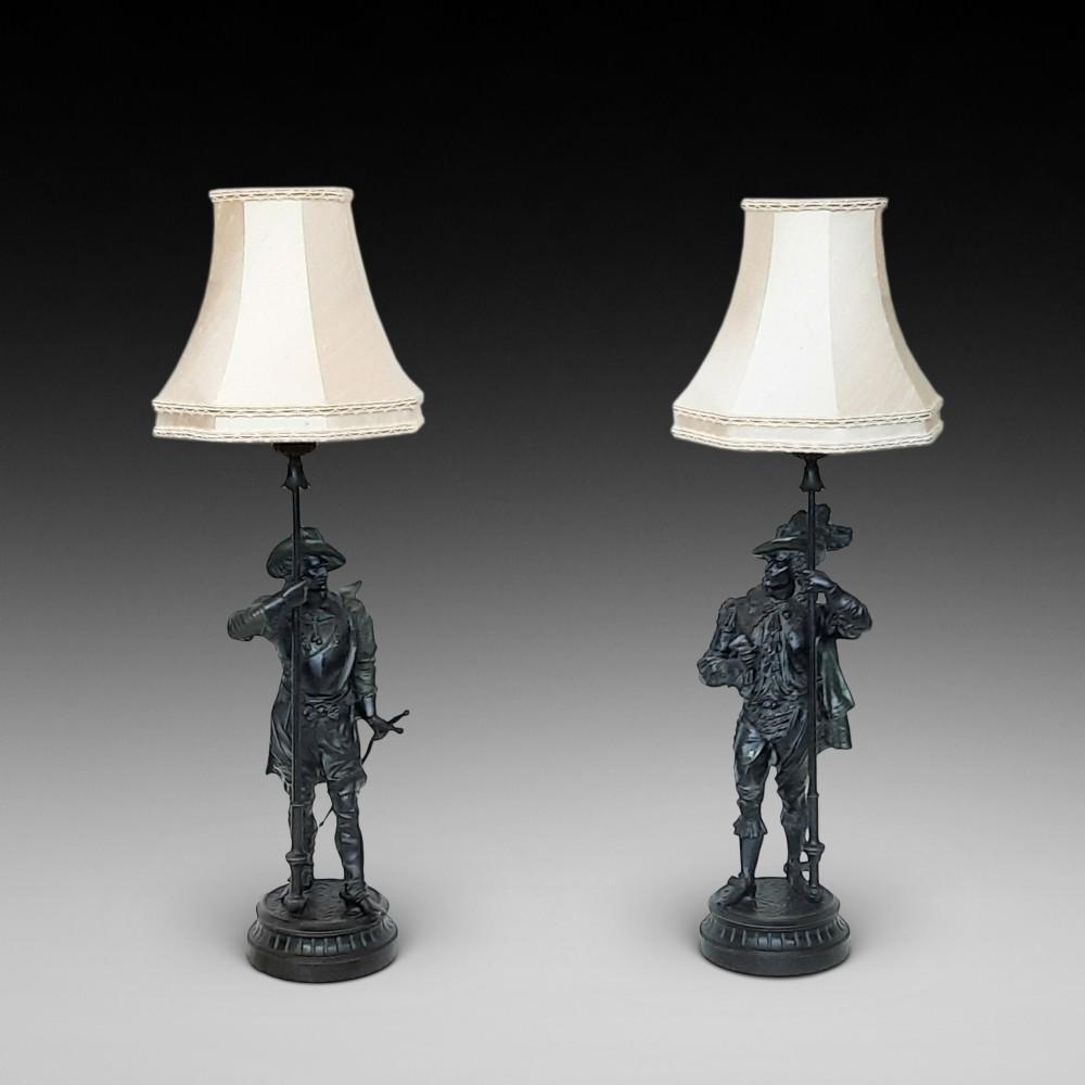 Pair of Late 19th Century Spelter Musketeer Figures (1 of 9)