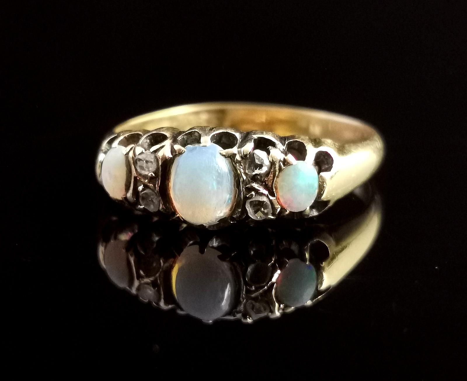 Victorian Opal & Diamond Ring, 18ct Gold (1 of 12) Victorian Opal & Diamond Ring, 18ct Gold (1 of 12)