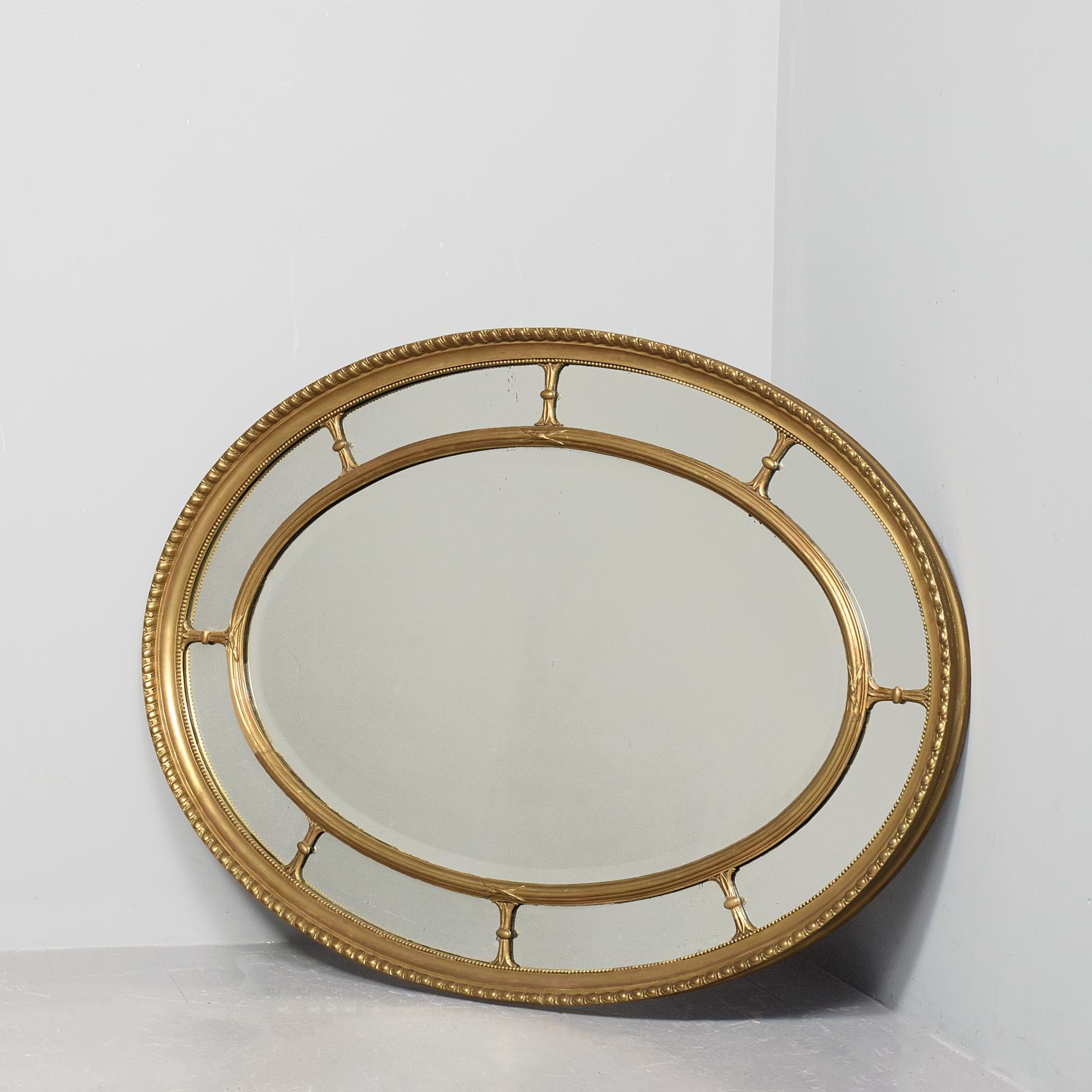 Large Gilded Adam Style Oval Compartmental Mirror (1 of 5) Large Gilded Adam Style Oval Compartmental Mirror (1 of 5)