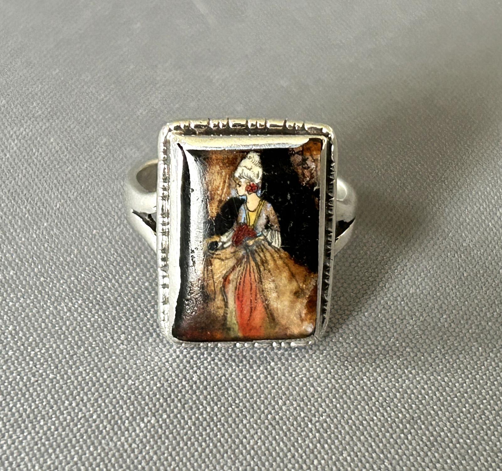 Arts & Crafts Silver Ring with Panel of a Georgian Lady (1 of 5) Arts & Crafts Silver Ring with Panel of a Georgian Lady (1 of 5)