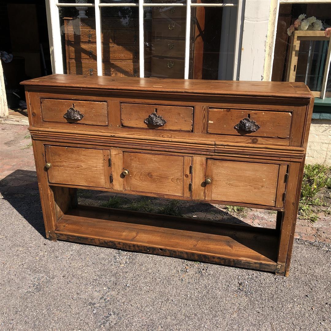 Antique Rustic Pine Tall Kitchen Dresser Base (1 of 26)