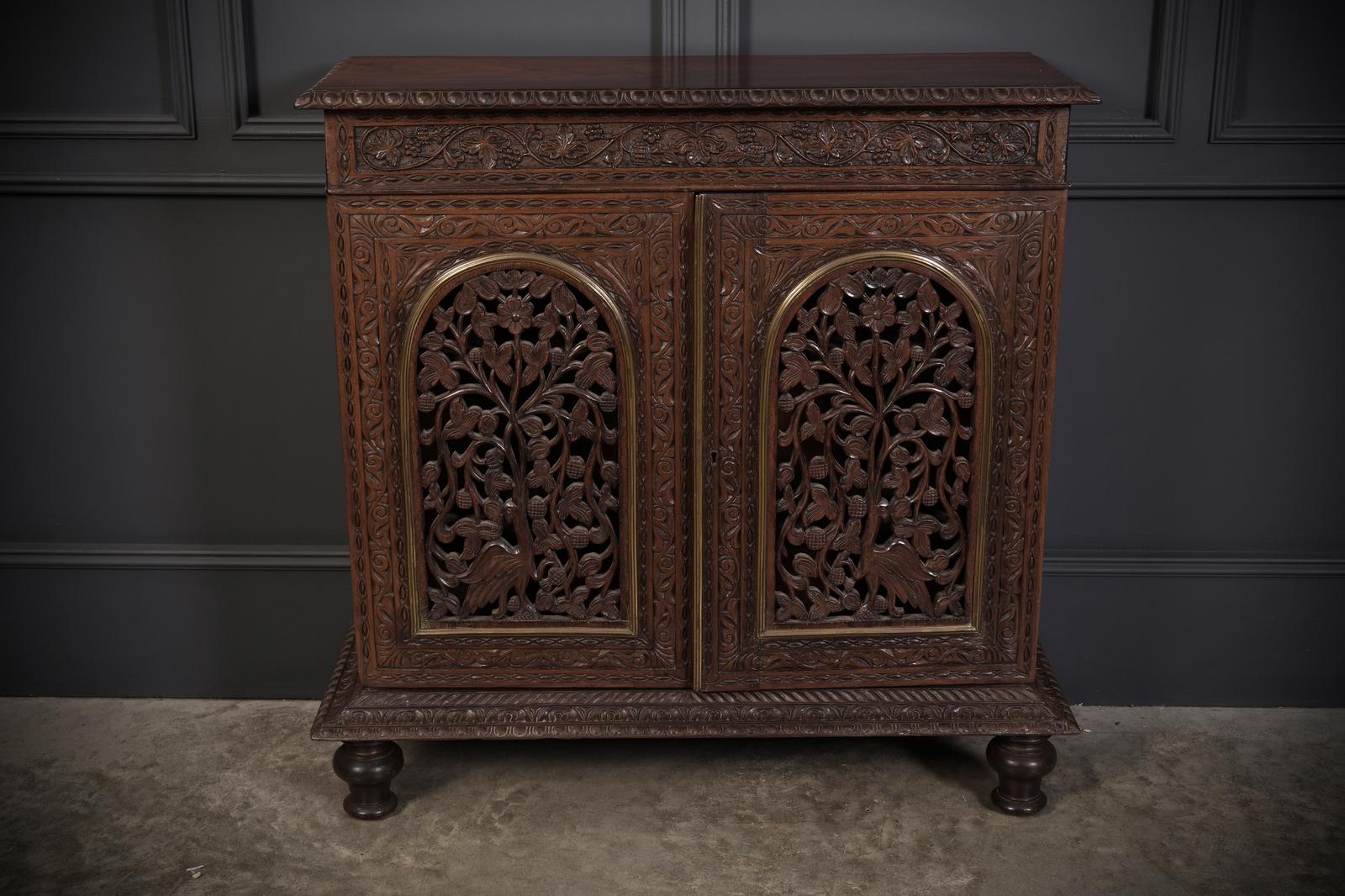 Anglo Indian Padauk Wood Carved Side Cabinet (1 of 16)