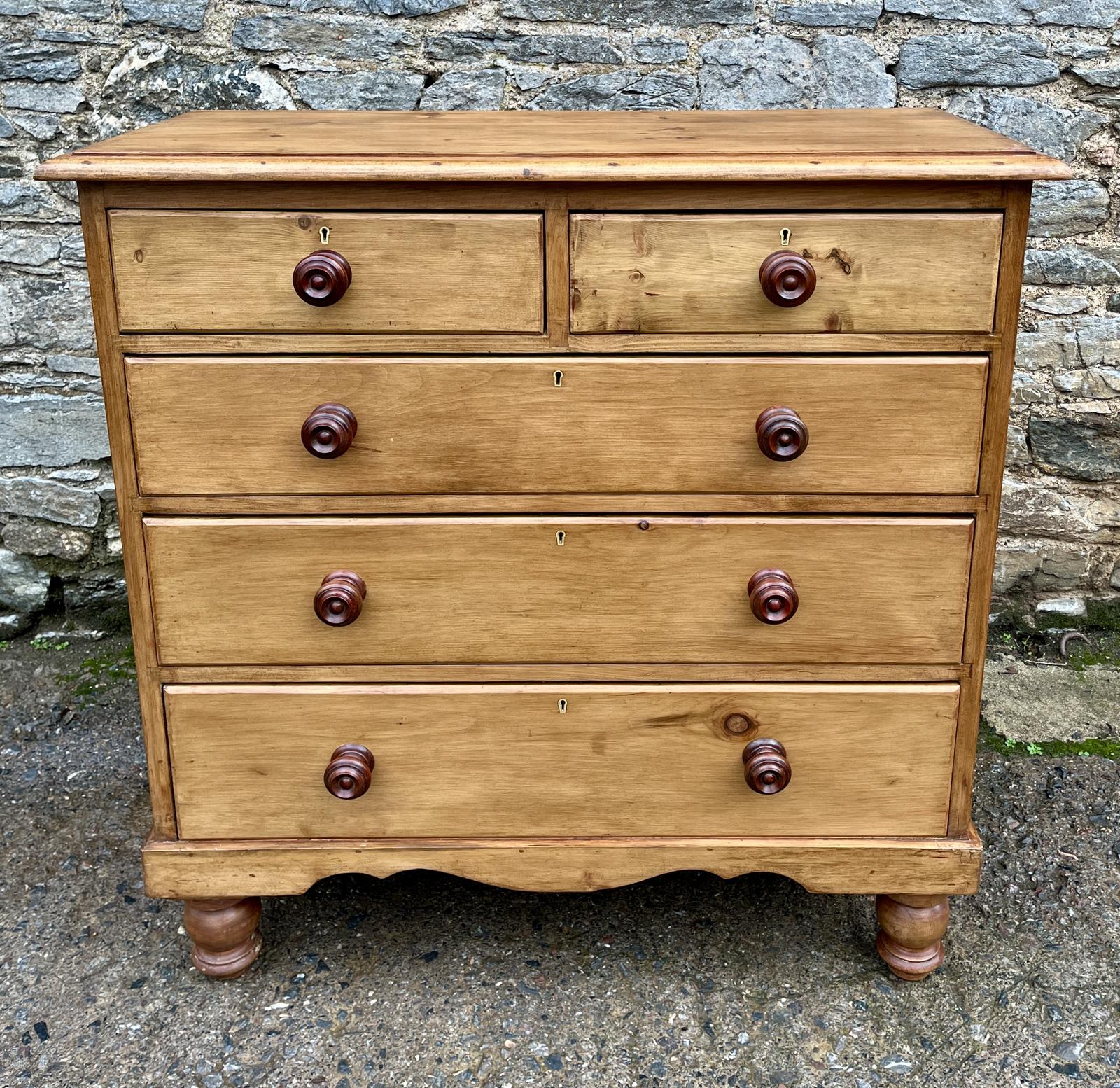 Large Antique Stripped Pine Chest of Drawers (1 of 14)