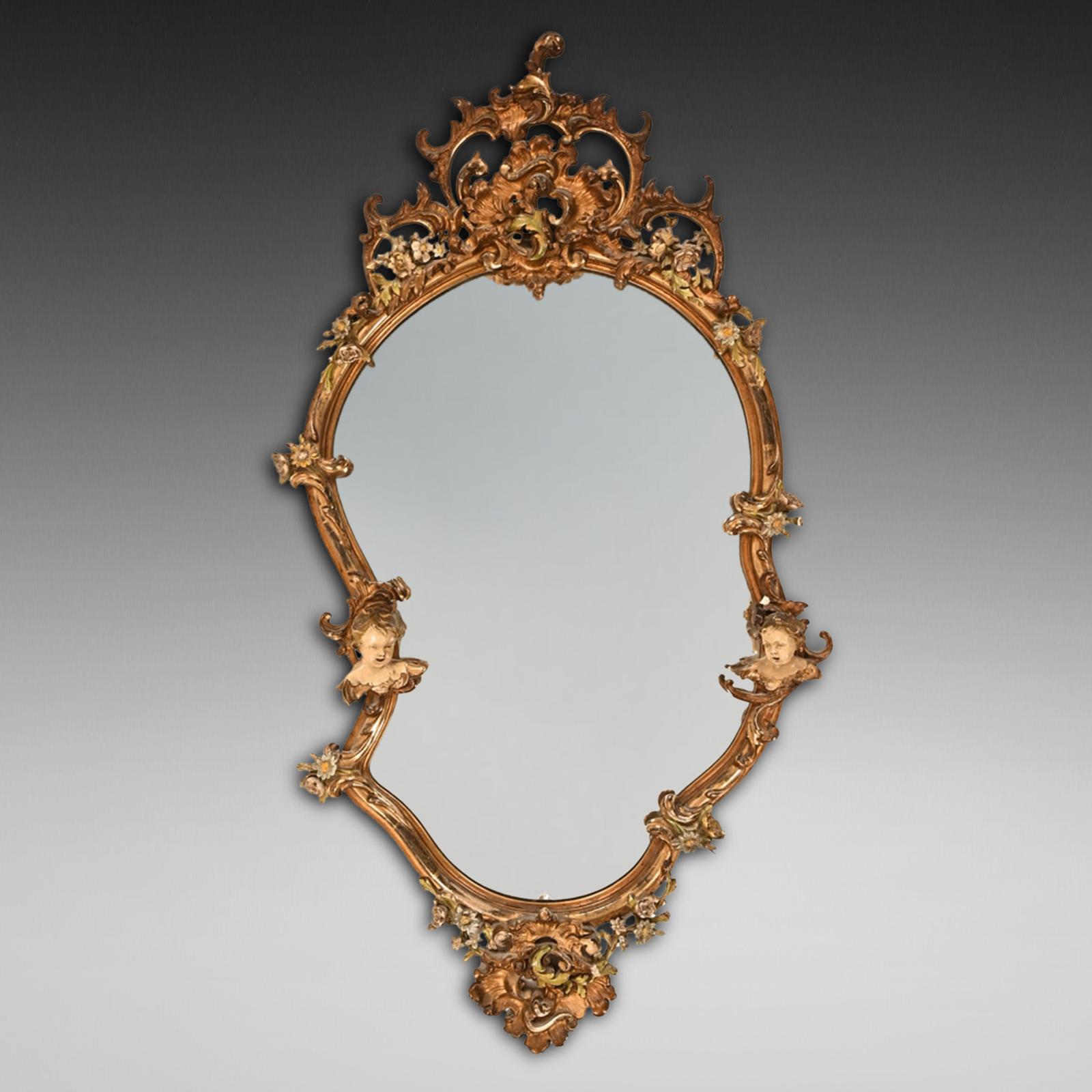 Early 20th Century Italiante Giltwood & Gesso Painted Wall Mirror (1 of 10)
