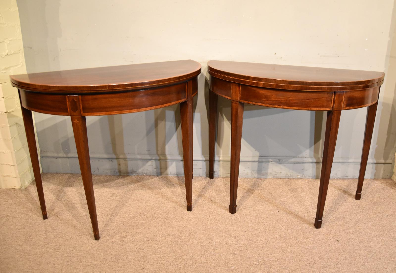 Pair of 18th Century Mahogany Demi Lune Card Tables (1 of 10)