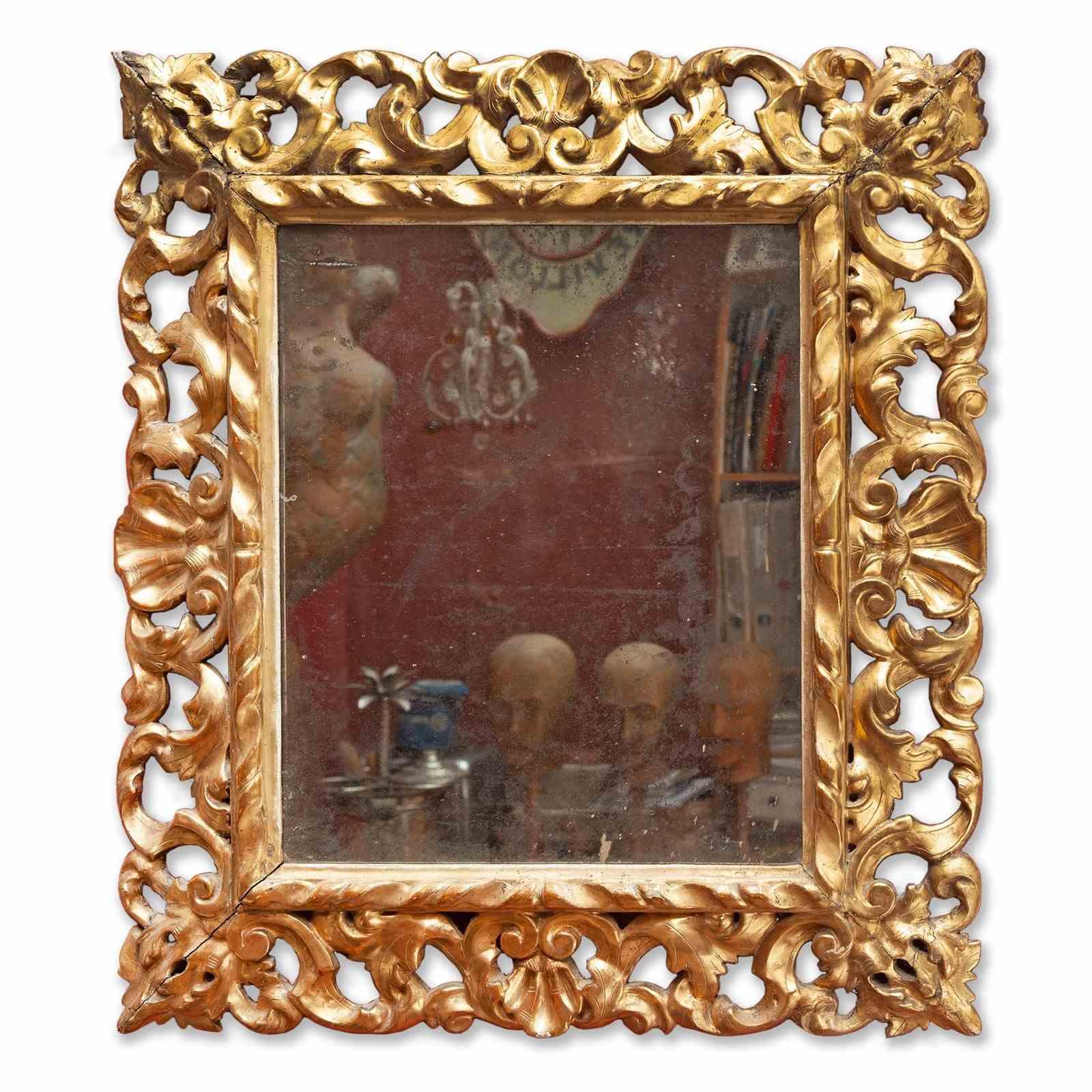 Early 19th Century Mirror From Italy in Carved & Gilded Limewood Frame (1 of 12)