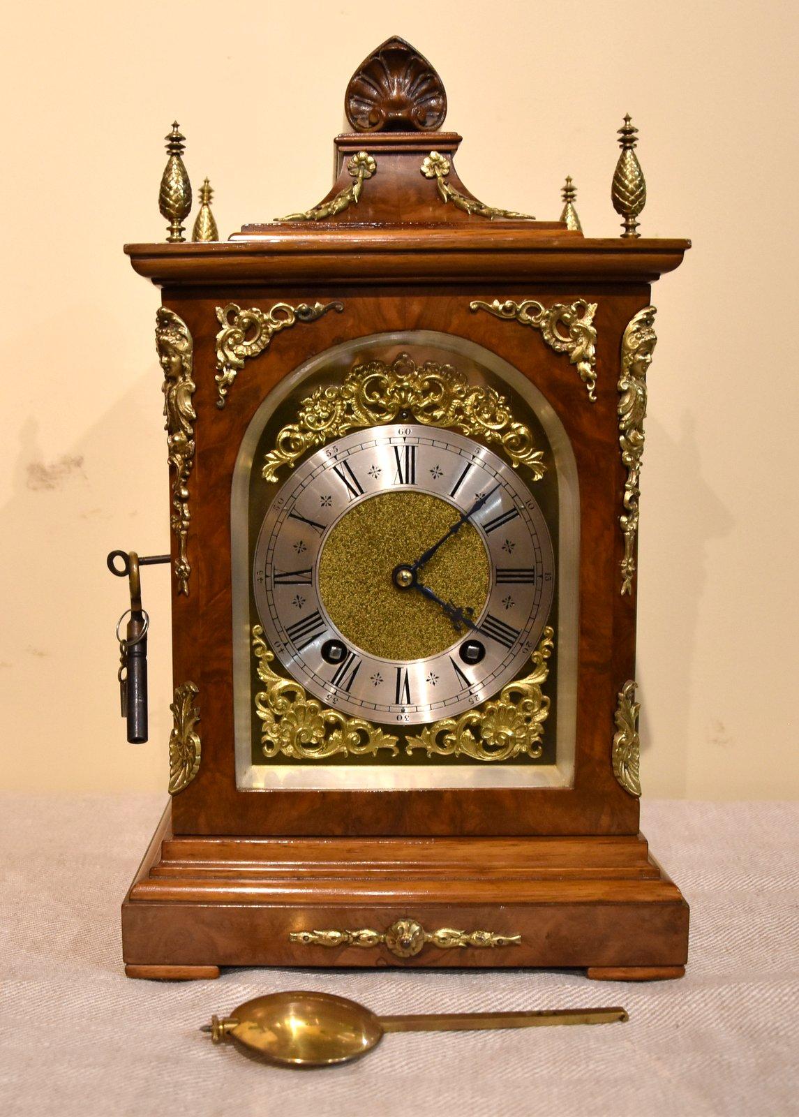 Burr Walnut Striking Mantel Clock (1 of 8)
