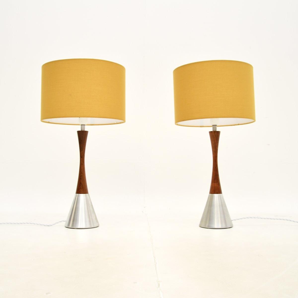 Pair of Swedish Vintage Rosewood & Steel Table Lamps by Bergboms (1 of 9)