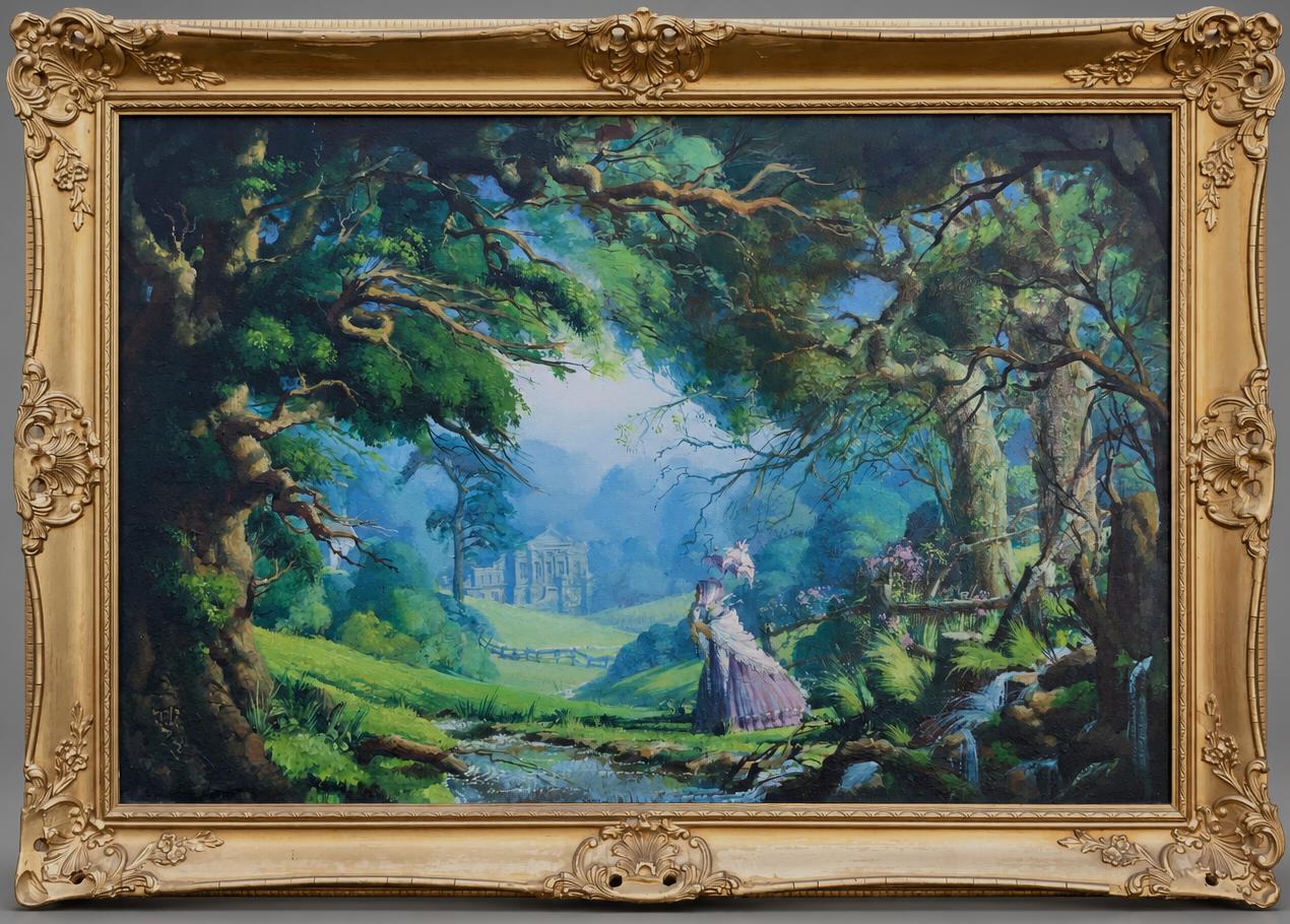 Large Beautiful Romantic Landscape Oil Painting - 1974 Vintage Original (1 of 10) Large Beautiful Romantic Landscape Oil Painting - 1974 Vintage Original (1 of 10)