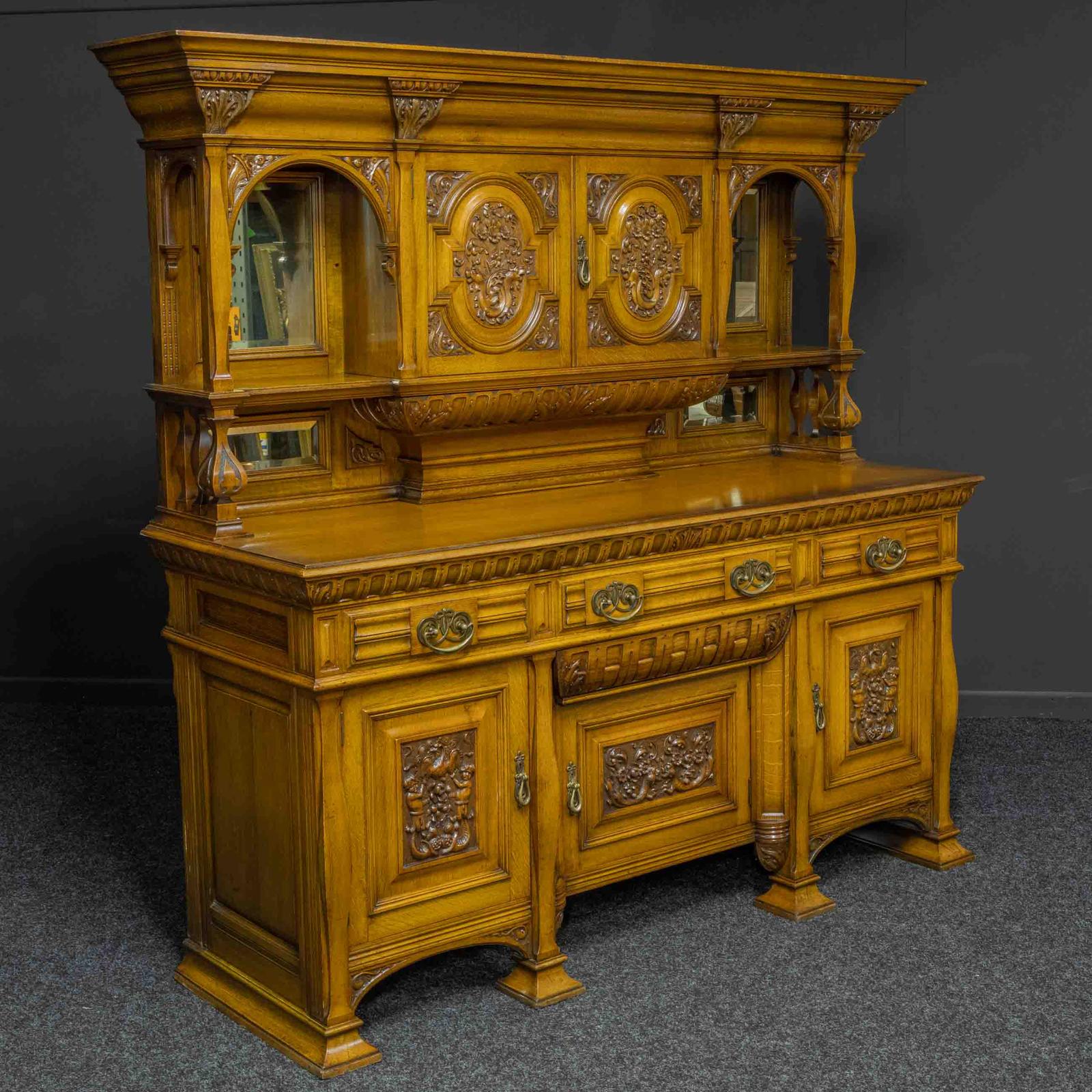 Edwardian Oak Sideboard by J. Cambell & Co Cabinet Makers Glasgow (1 of 21)
