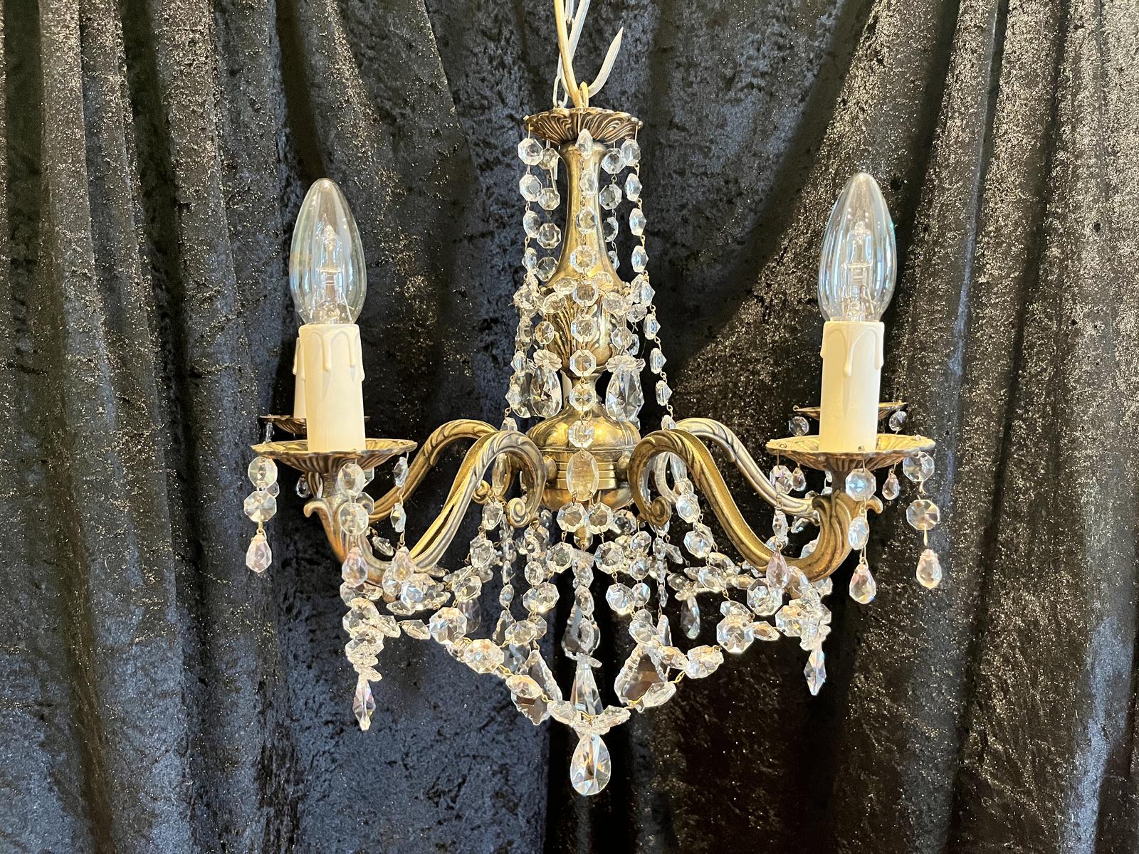 Italian Five Light Brass and Crystal Antique Chandelier Cr700 (1 of 6)