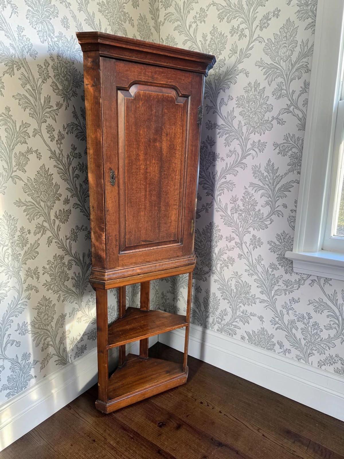 Antique English Oak Corner Cupboard on Stand / c.1880 (1 of 9) Antique English Oak Corner Cupboard on Stand / c.1880 (1 of 9)
