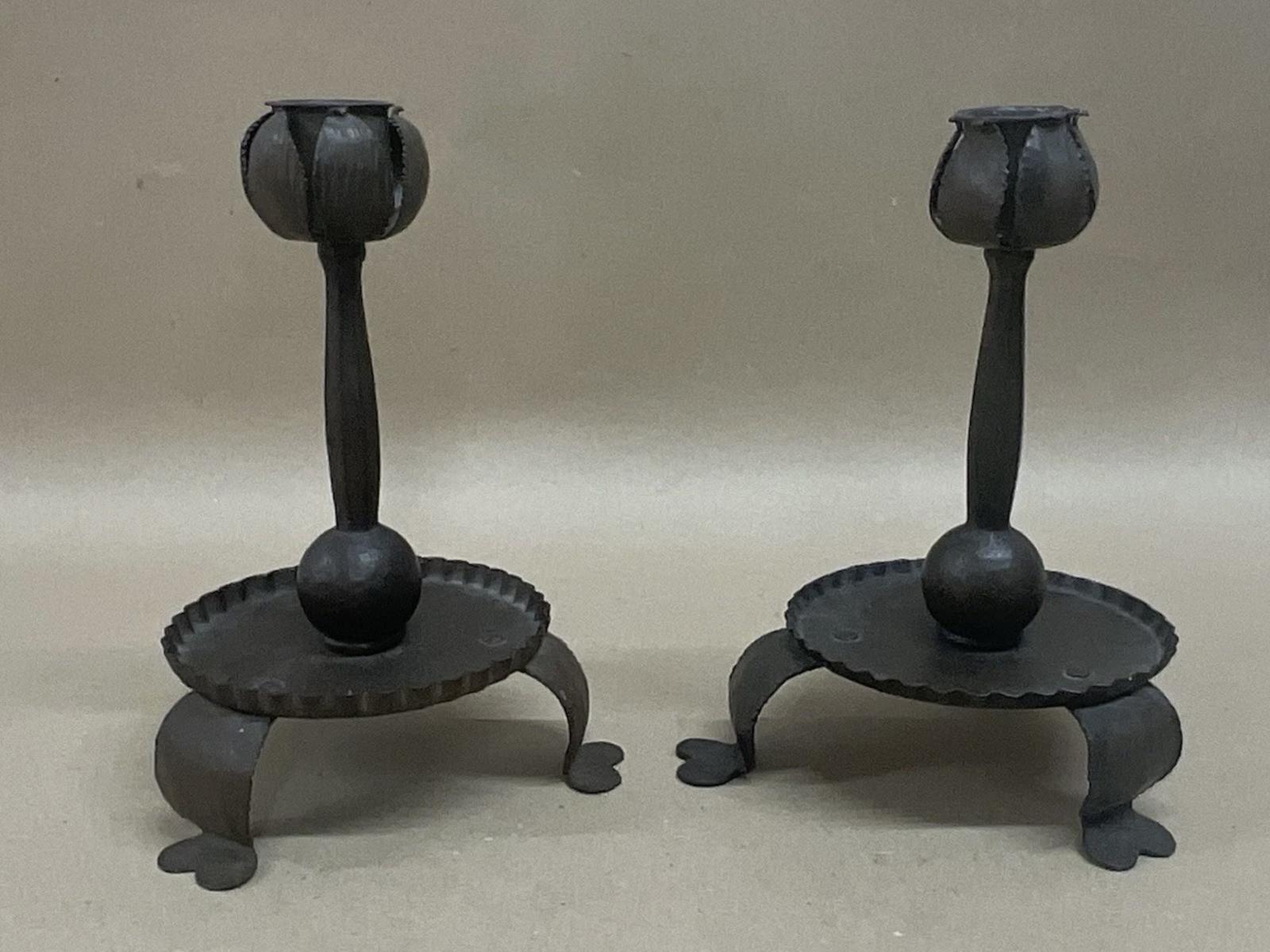 Pair of Arts & Crafts Wrought Iron Candlesticks (21cm) Antique Victorian c.1880 (1 of 6) Pair of Arts & Crafts Wrought Iron Candlesticks (21cm) Antique Victorian c.1880 (1 of 6)
