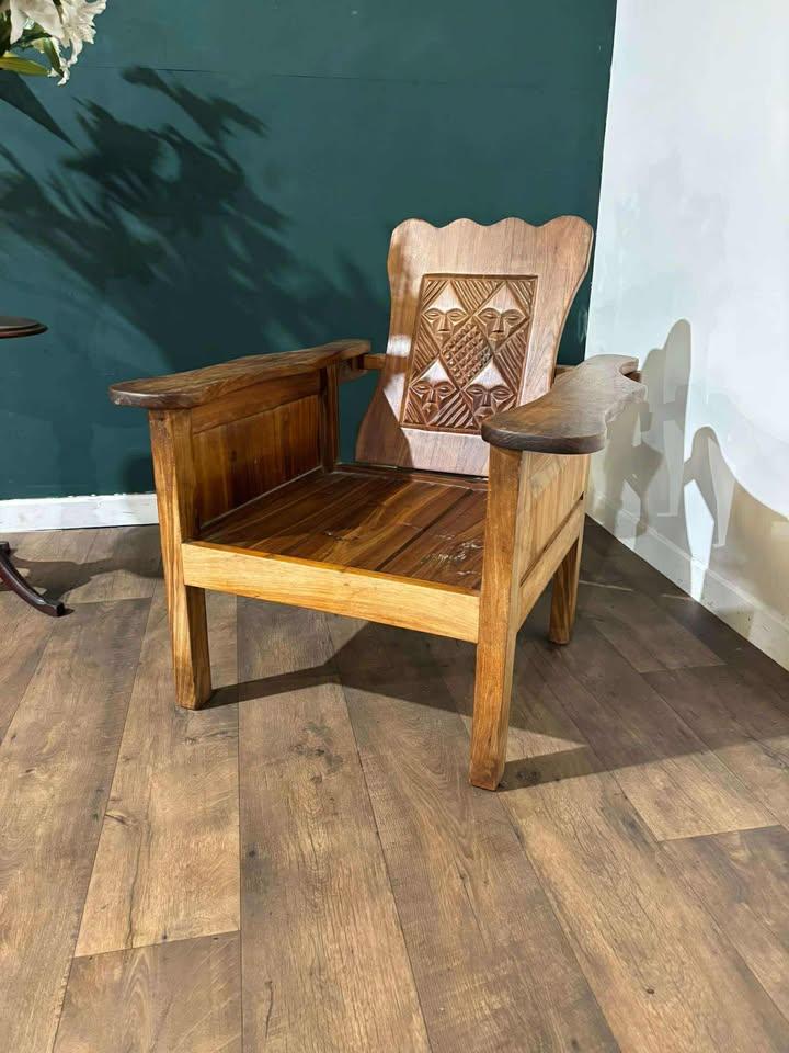 Adjustable Decorative Chair with Tribal Inspired Carvings (1 of 18)