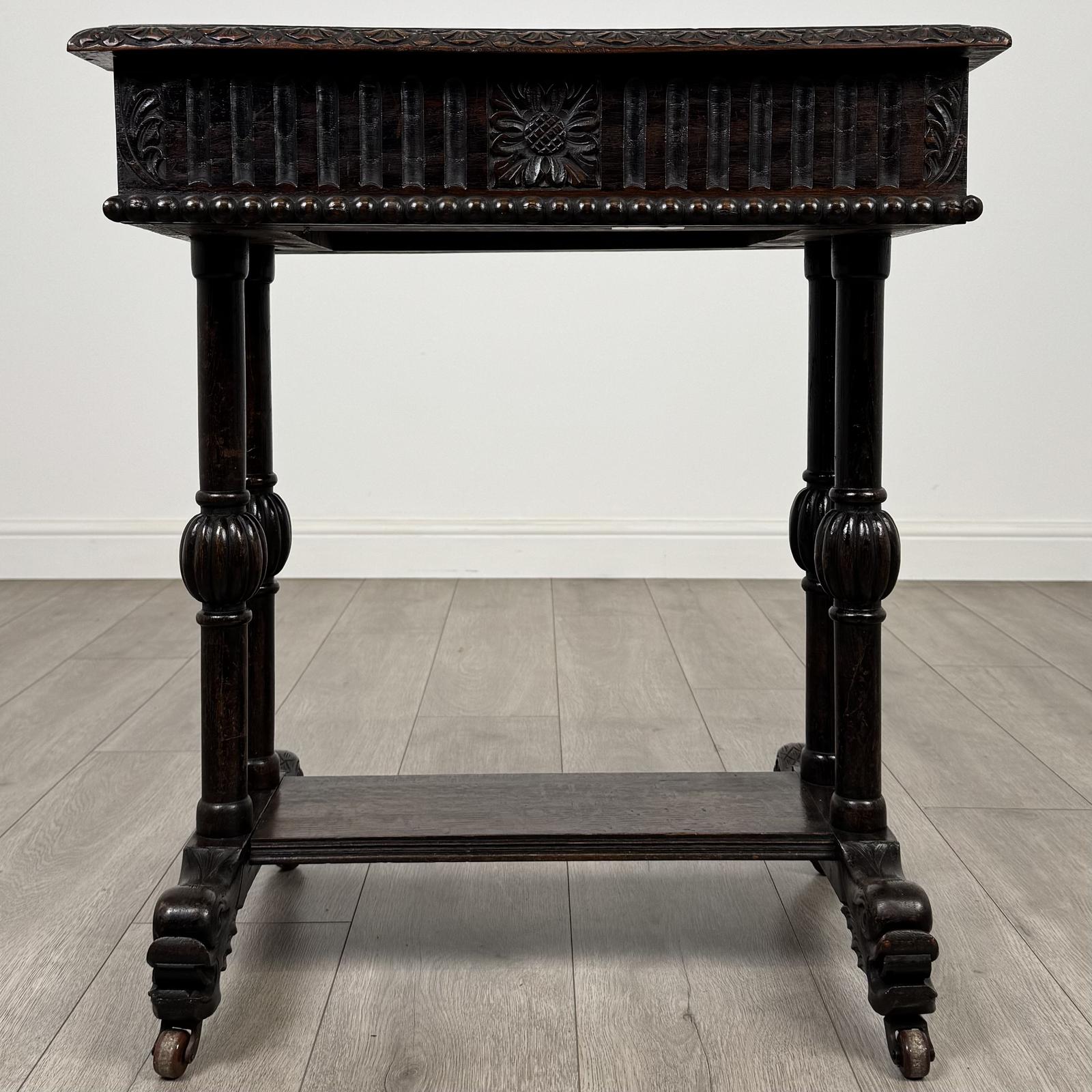 Antique 19th Century Carved Oak Side Table of Good Quality (1 of 9)