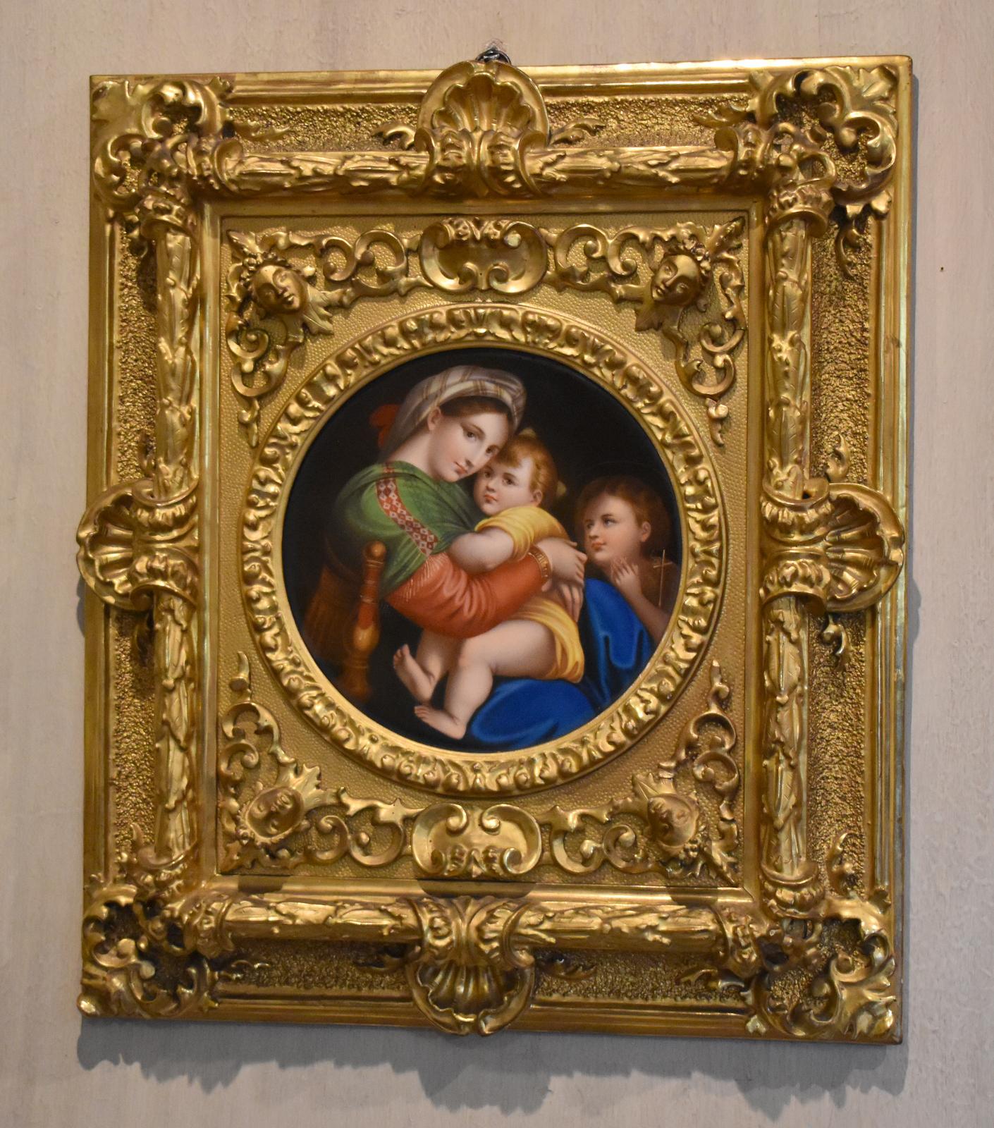 Porcelain Plaque of the Madonna Della Sedia by Raphael (1 of 9) Porcelain Plaque of the Madonna Della Sedia by Raphael (1 of 9)