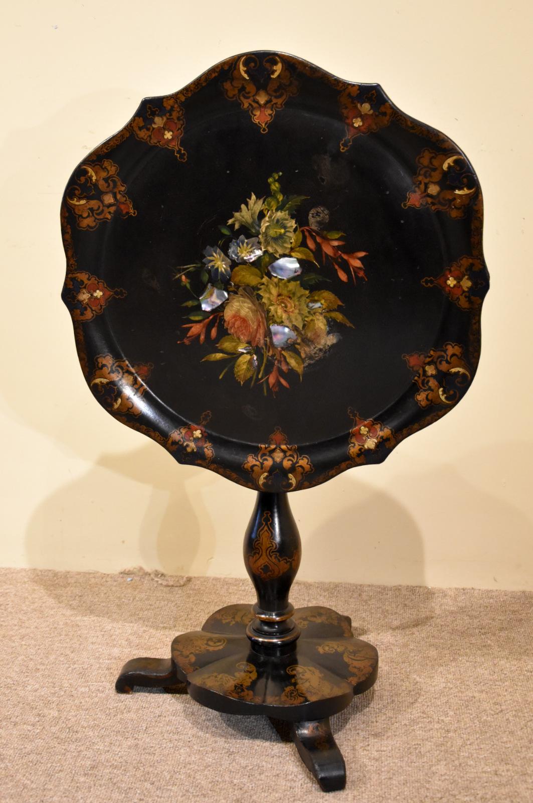 Victorian Papier Mache Folding Lamp Table (1 of 8) Victorian Papier Mache Folding Lamp Table (1 of 8)