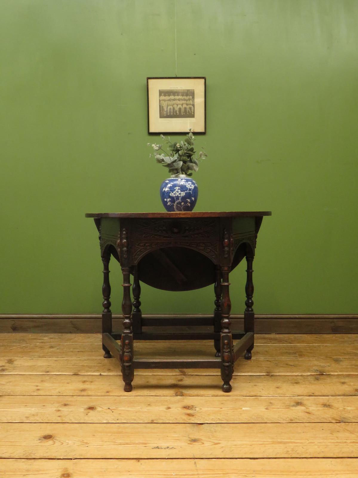 Victorian Oval Oak Drop Leaf Table with Drawer, Suitable for Occasional Dining (1 of 22)