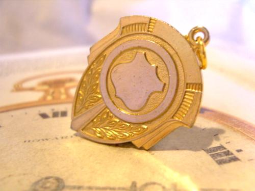 Vintage Fob 1950s Pocket Watch Chain Shield Fob 10ct Gold Plated Nos (1 of 8)