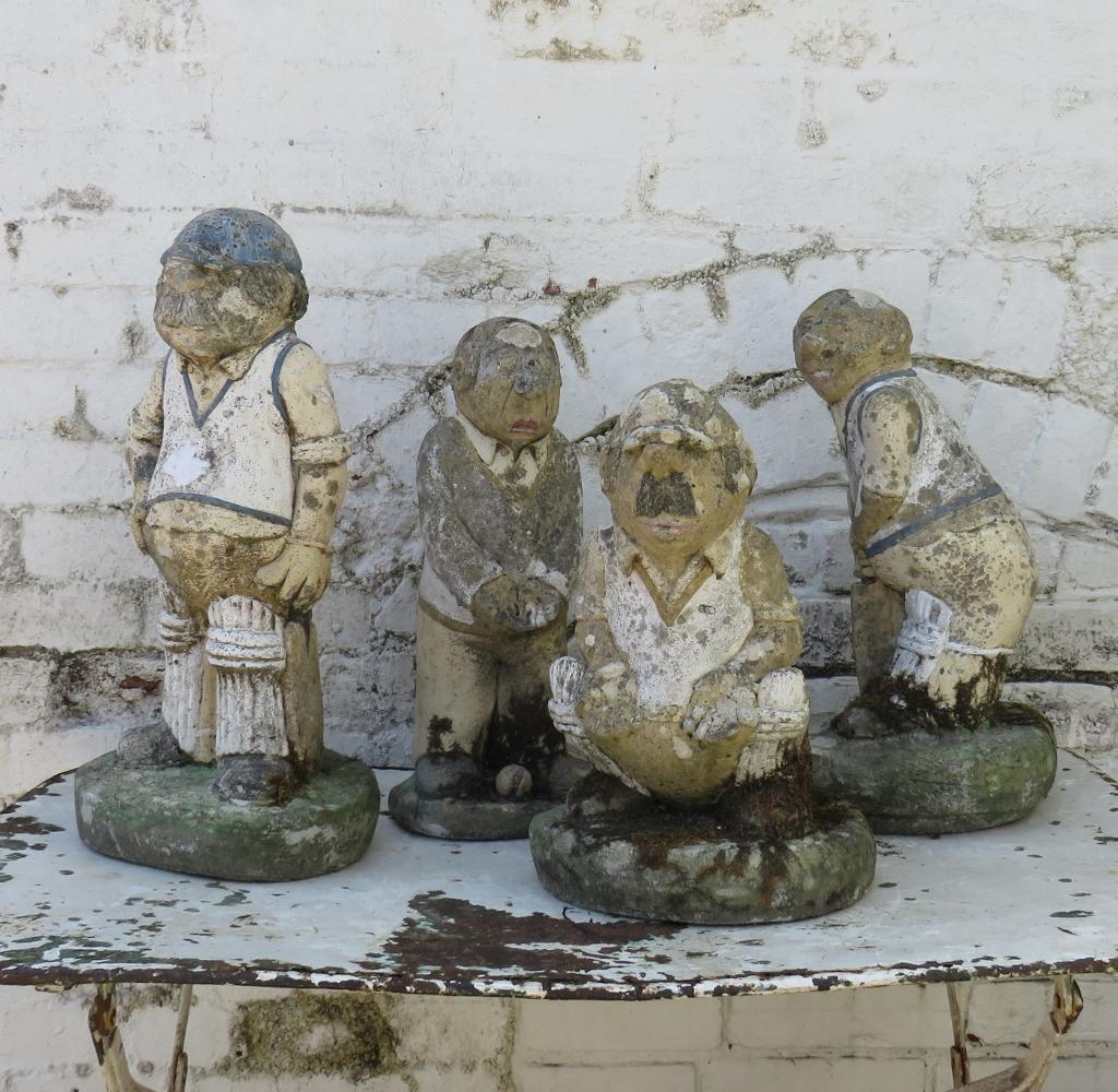 Set of Four Vintage Weathered Garden Cricket Statues (1 of 9)