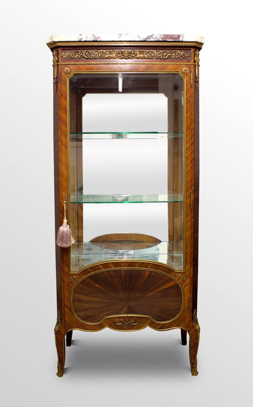 19th Century French Kingwood & Gilt Bronze Vitrine Cabinet (1 of 7)