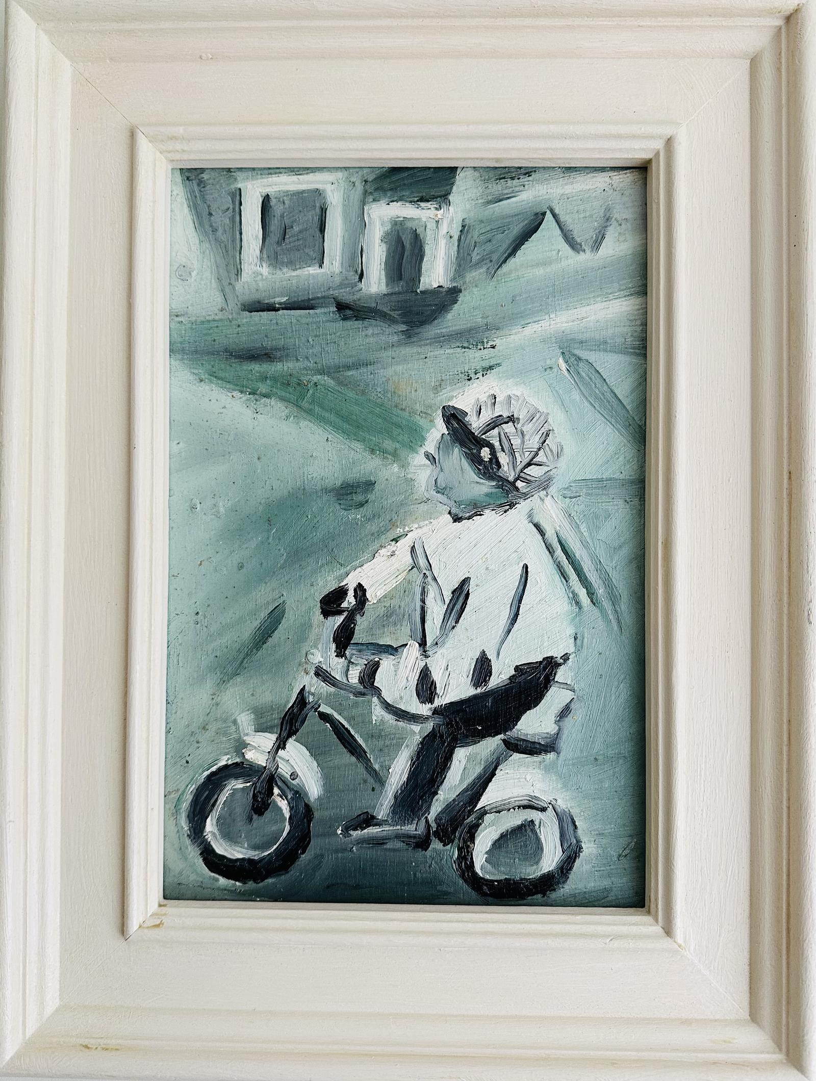 Original Oil on Board’the New Bicycle’ by Doreen Heaton Potworowski (1930-2014) c.1970 - Signed Verso (1 of 3) Original Oil on Board’the New Bicycle’ by Doreen Heaton Potworowski (1930-2014) c.1970 - Signed Verso (1 of 3)
