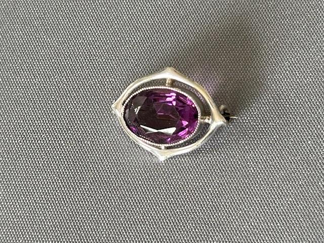 Charles Horner Edwardian Silver & Amethyst Brooch (1 of 7)