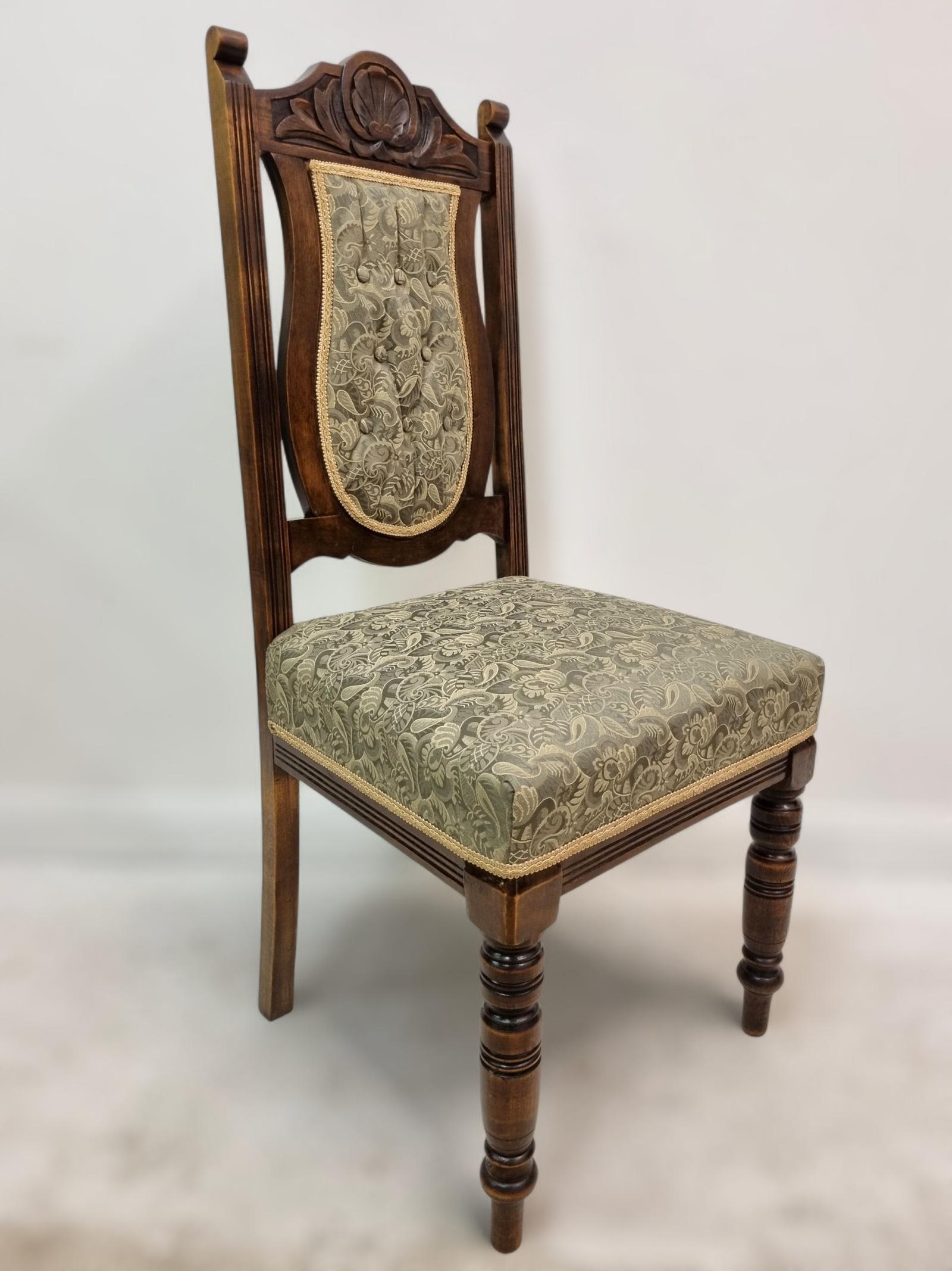 Antique Edwardian Bedroom Chair c.1910 / New Upholstery (1 of 7)